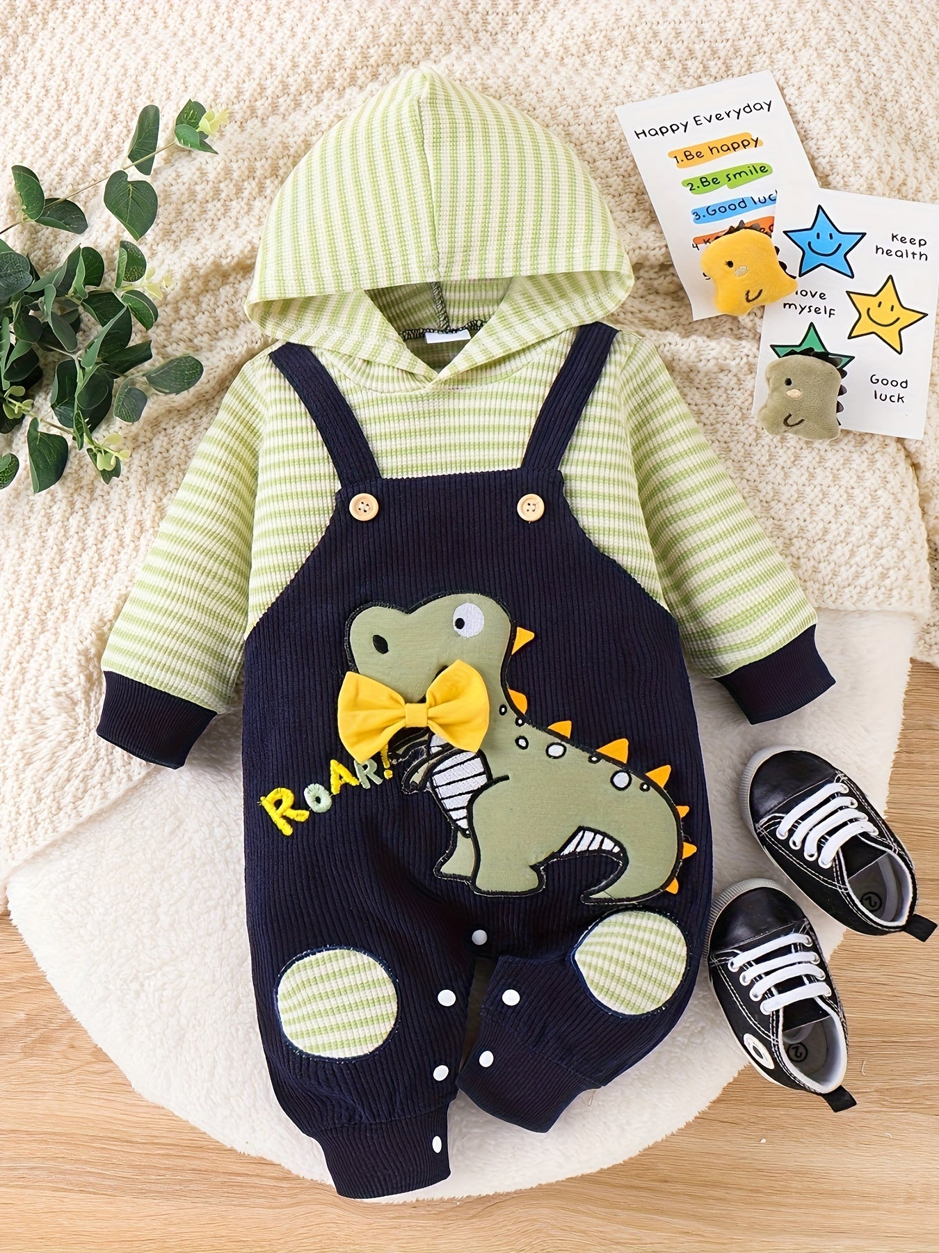 Baby Boy Long Sleeve Romper And Pocket Pants Set For 0 To 18 Months Winter Fall Outfit Cozy Cotton
