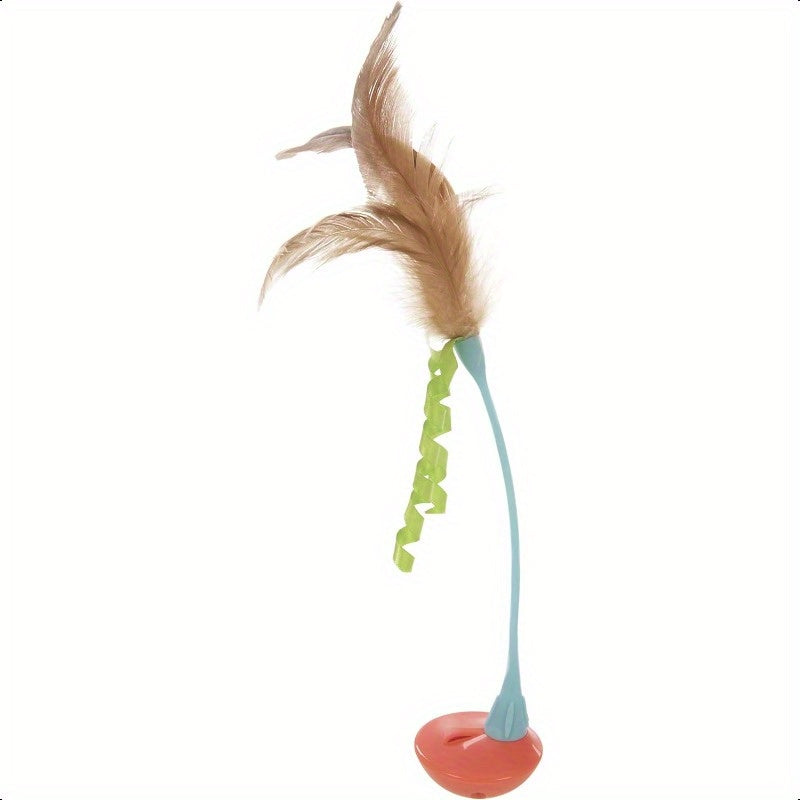 Tippy Teaser Self Righting Feather Toy for Cats and Kittens Engaging Multi Color Fun