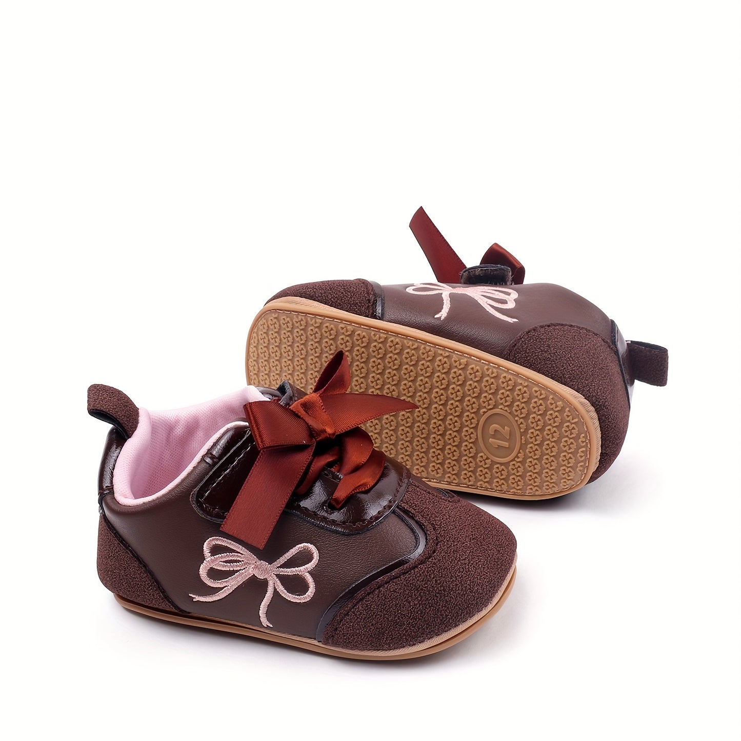 Baby Girl First Walker Sneakers - Soft Pink &, Non-Slip PVC Sole, Easy Slip-On Closure, Lightweight Toddler Shoes for Girls, for Everyday & Special Occasions, Toddler Sneakers, Stylish Infant Footwear, Comfortable Crib Shoes,