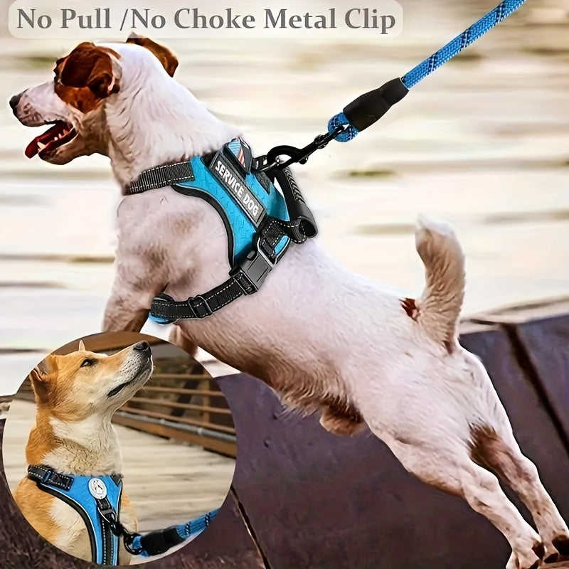 5pcs Reflective Dog Harness Set for Large Dogs Durable Adjustable No Pull with Leash and Bowl