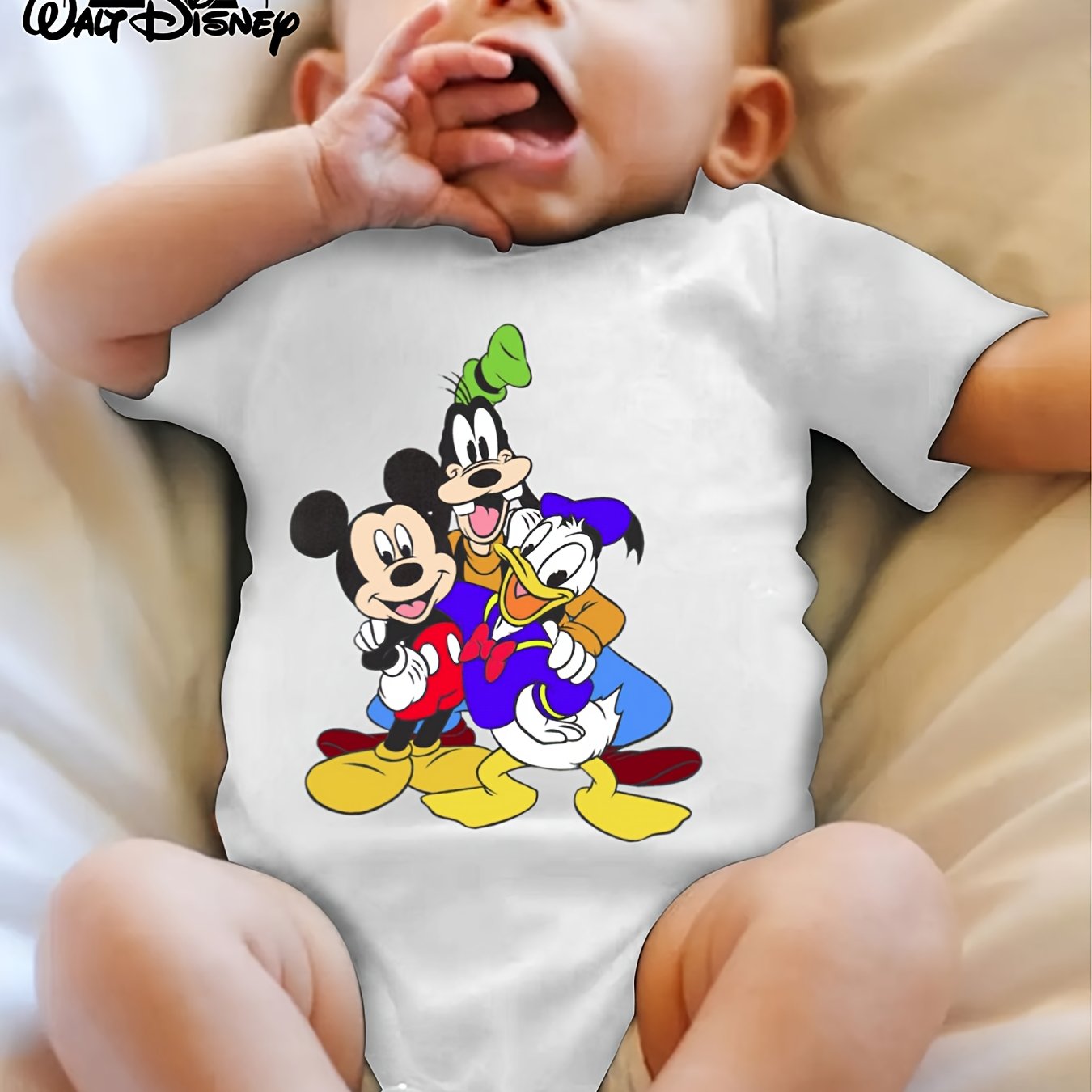 Disney Baby Short Sleeve Crawling Onesie Cute Triangle Print for Outdoor Fun 0-3 Years