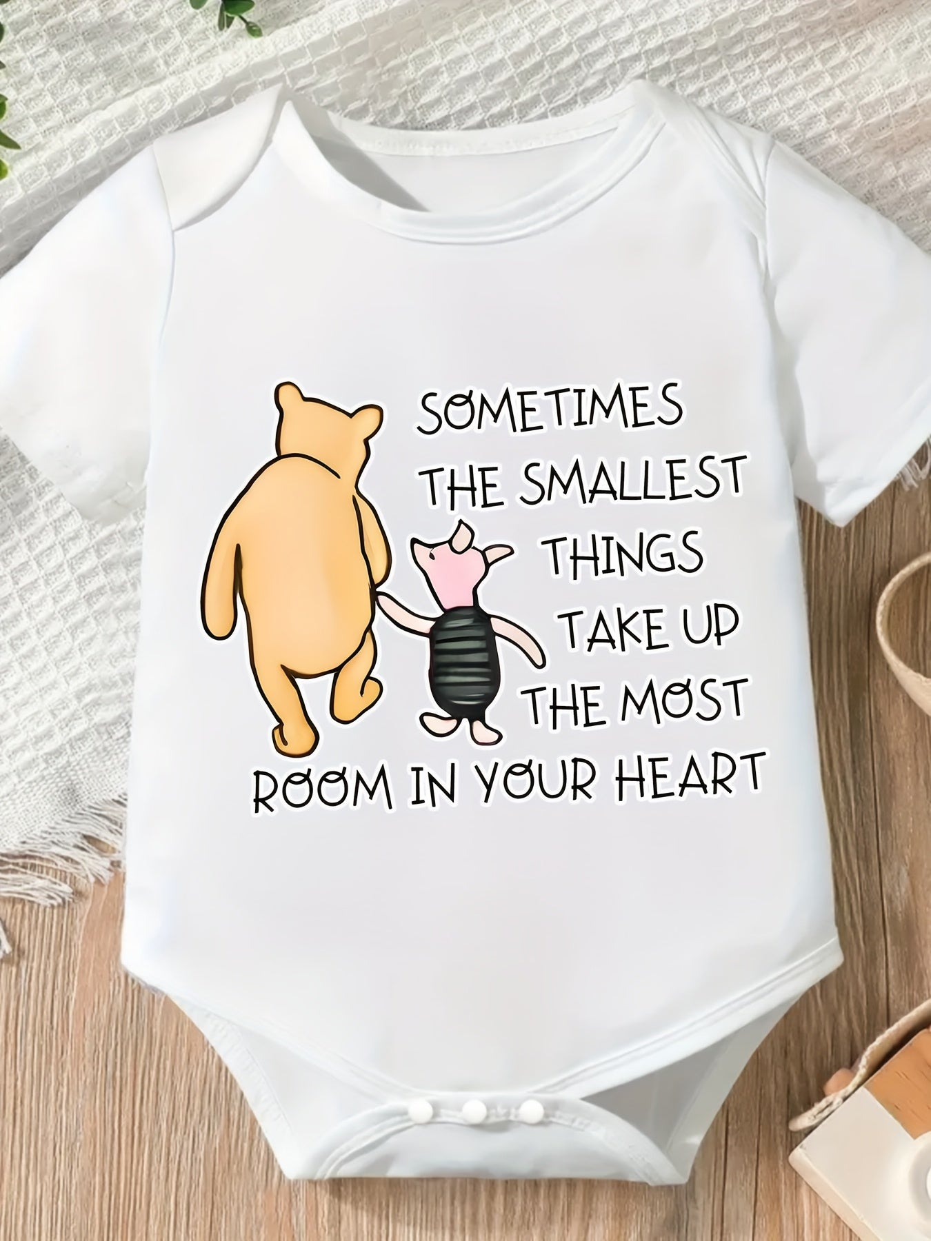 Licensed Winnie The Pooh Baby Romper with Cartoon Prints for Infants Soft and Comfortable