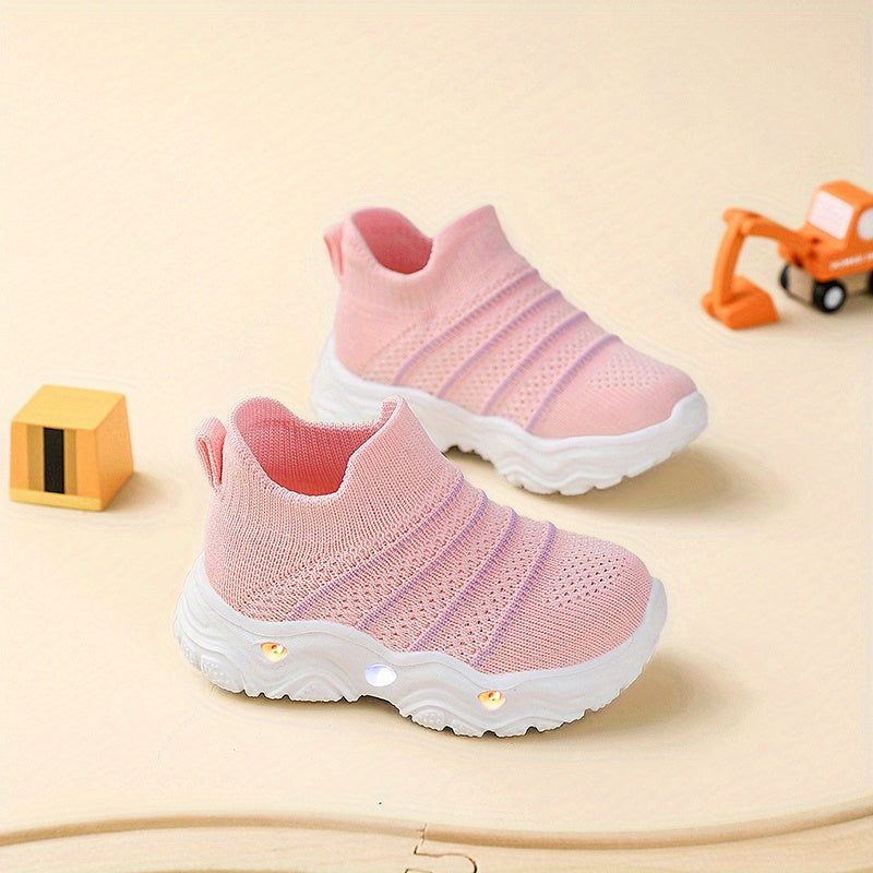 2026 New Youngsters Glowing Sneaker Lights Slip On Non-Slip Soft Pink Casual Shoes