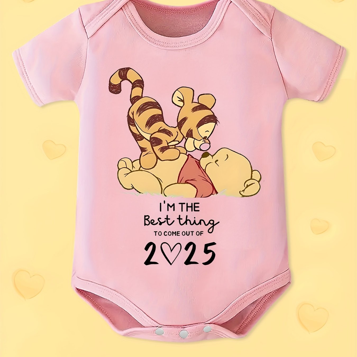 Disney Winnie the Pooh Baby Bodysuit I'm the Best Thing to Come Out of 2025 Cute Cartoon Print