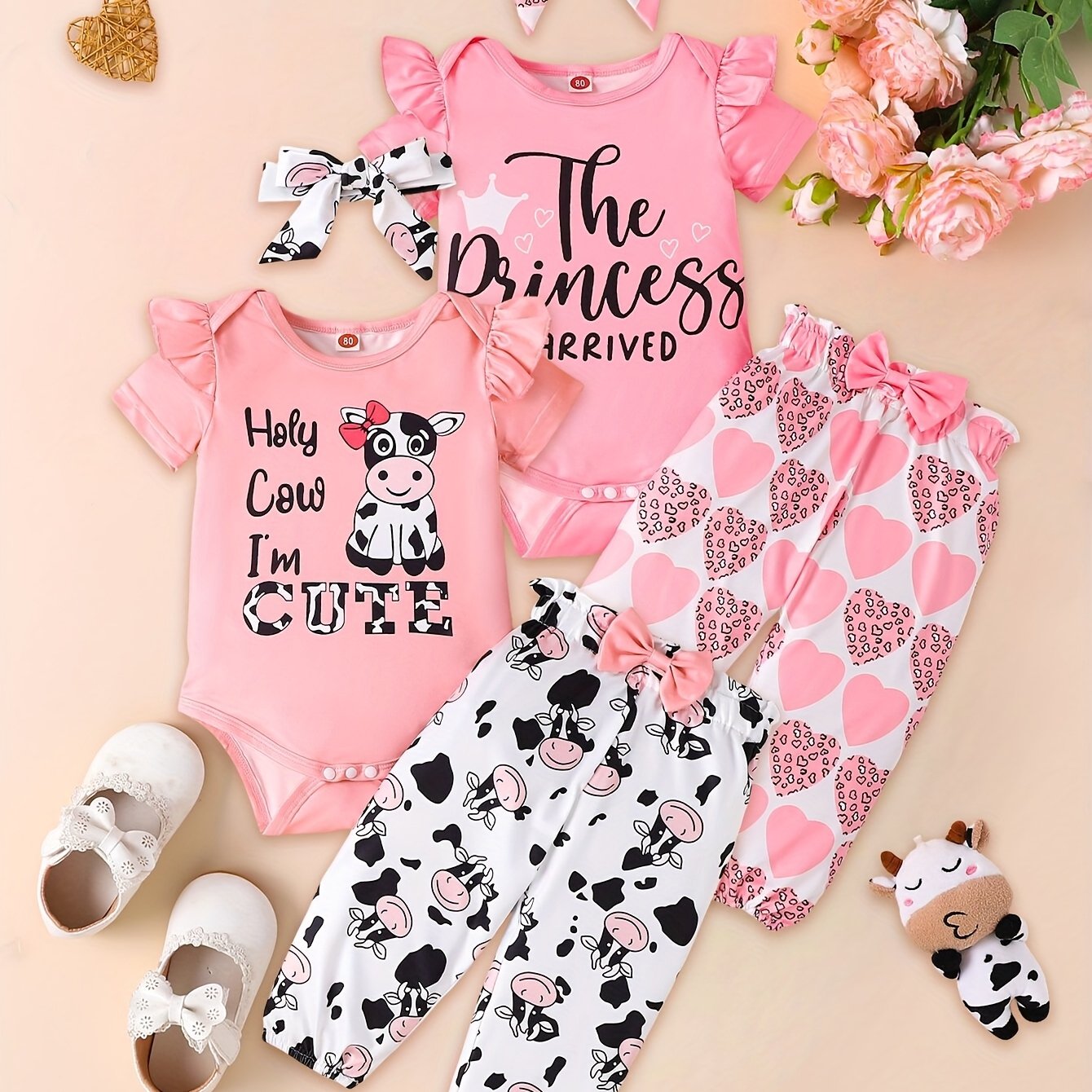 2 Sets Fashionable Printed Suits for Girls Newborn to 3 Years Outdoor Wear