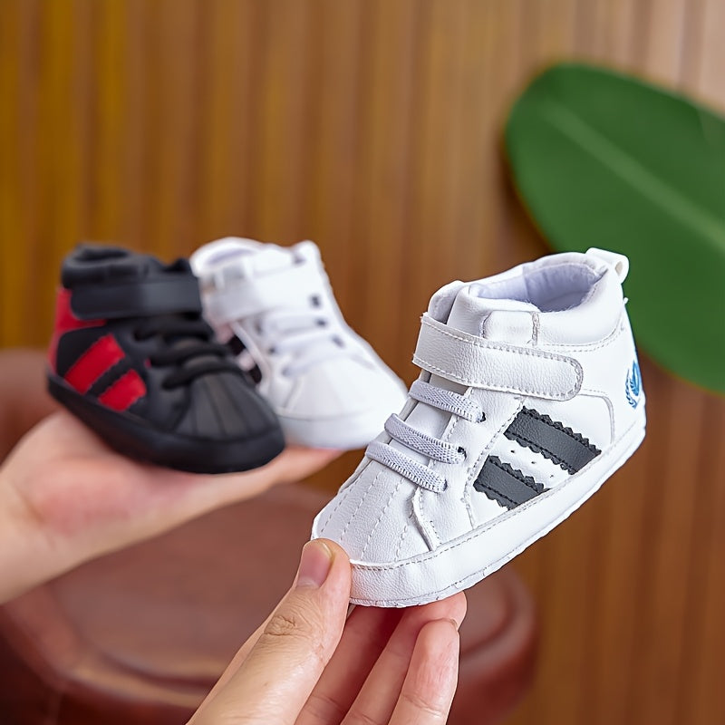 Toddler Sneakers | Soft Sole Walking Shoes | Fashion Casual Footwear | Easy Fastener Closure | Breathable Fabric Lining | Durable Sole | Versatile for Indoor & Outdoor Use | Available in Black, White, & Gray | Spring & Fall S