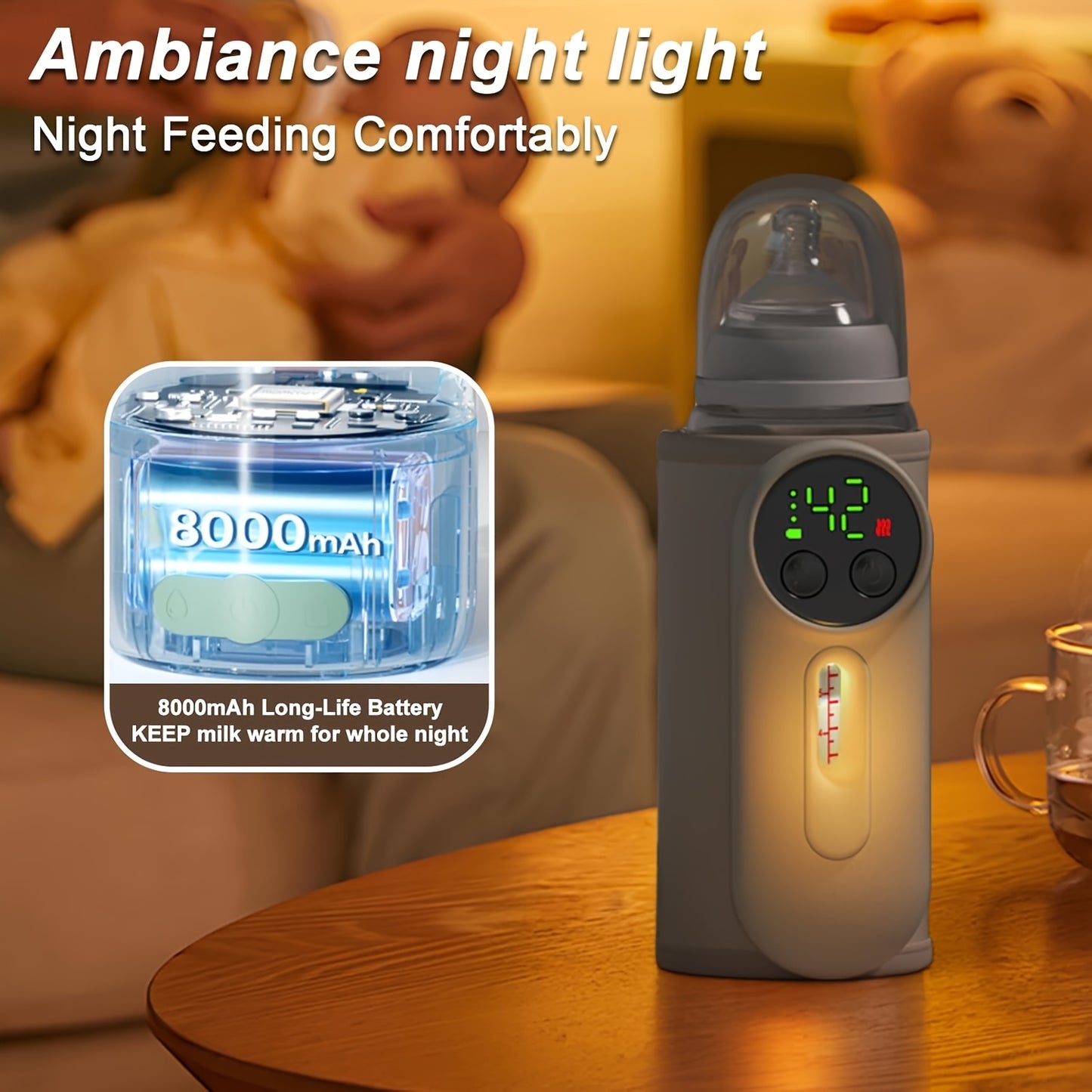 Fast Heating Portable Baby Bottle Heater For Travel With Milk Volume Monitor And Cordless Design