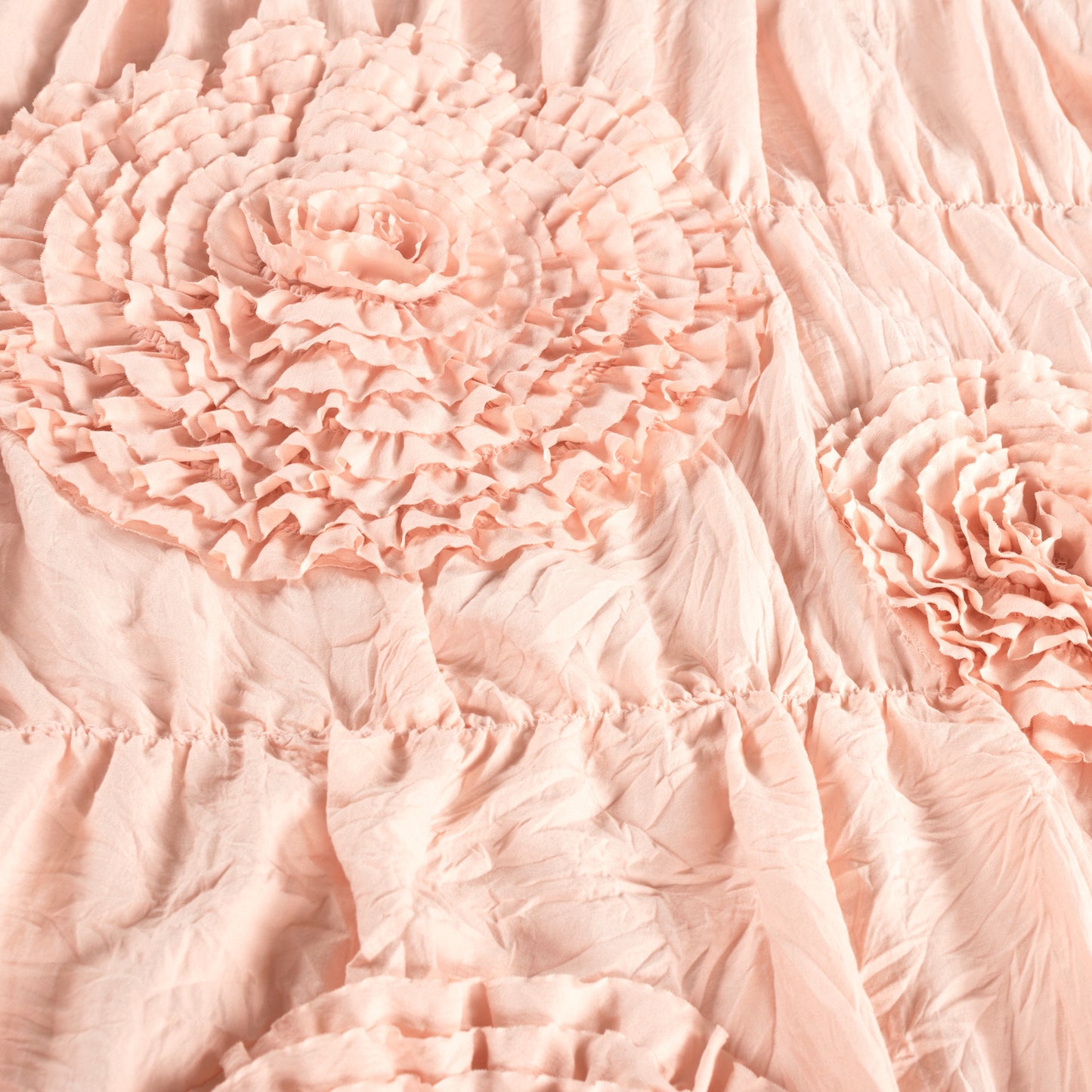 Lush Decor 3Pc Serena Embellished Crib Bedding Set - Soft Crinkle Microfiber - Ruffle Details - Blush - Quilt & Fitted Crib Sheet & Crib Skirt Included - Soft, Durable, & Breathable - Nursery Bedroom Decor and Accessories