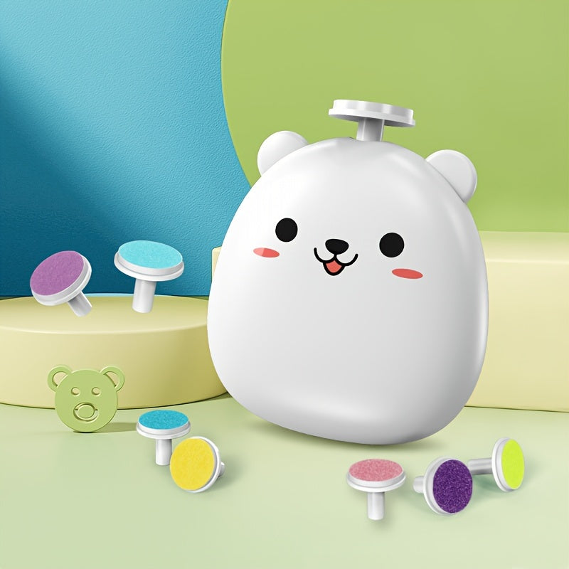 Baby Electric Nail Grinder with Bear Shape Rechargeable Quiet Portable 8 Grinding Heads
