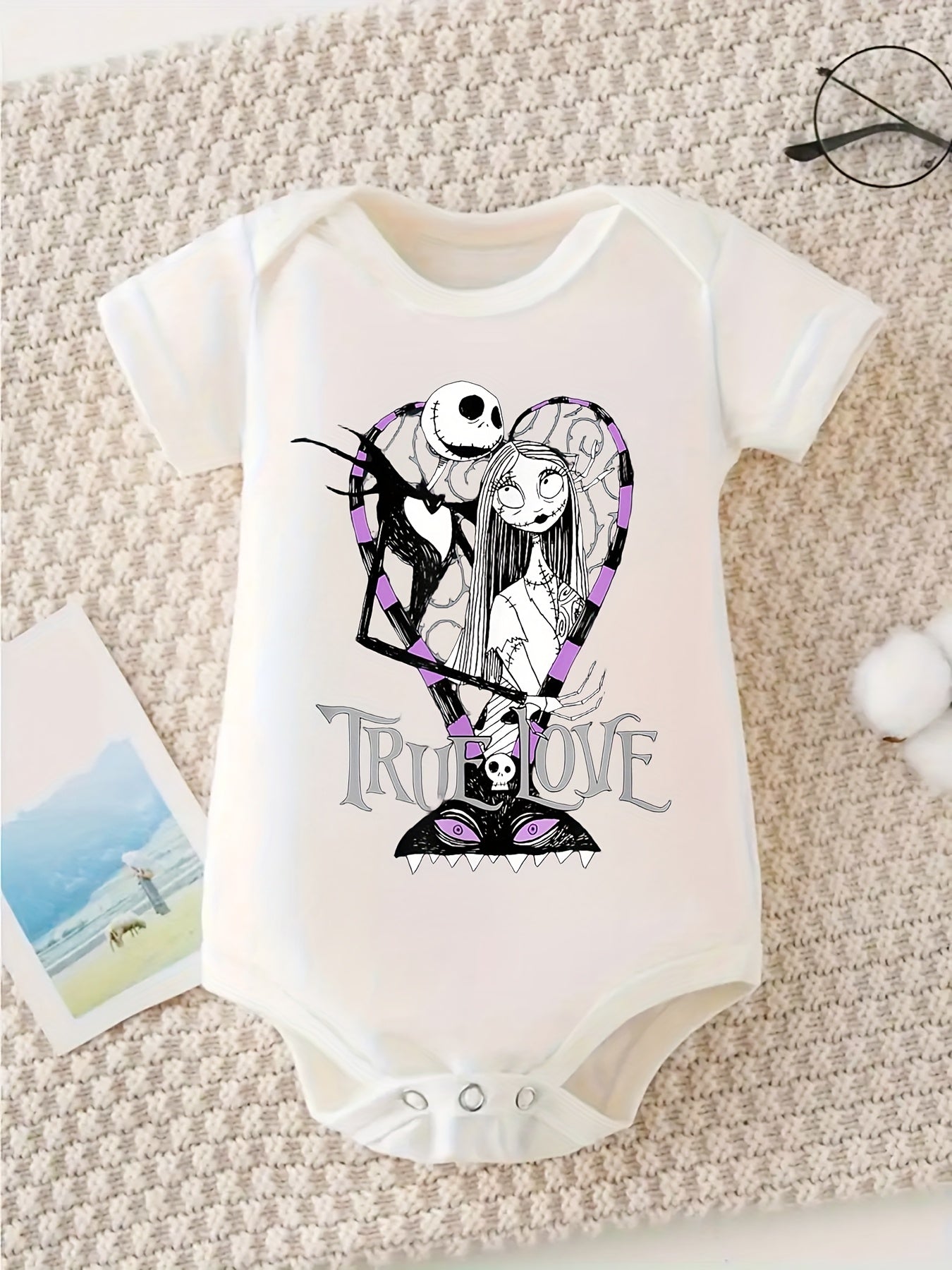Disney Nightmare Before Christmas Baby Romper Jack Skellington Sally Graphic 100 Percent Cotton