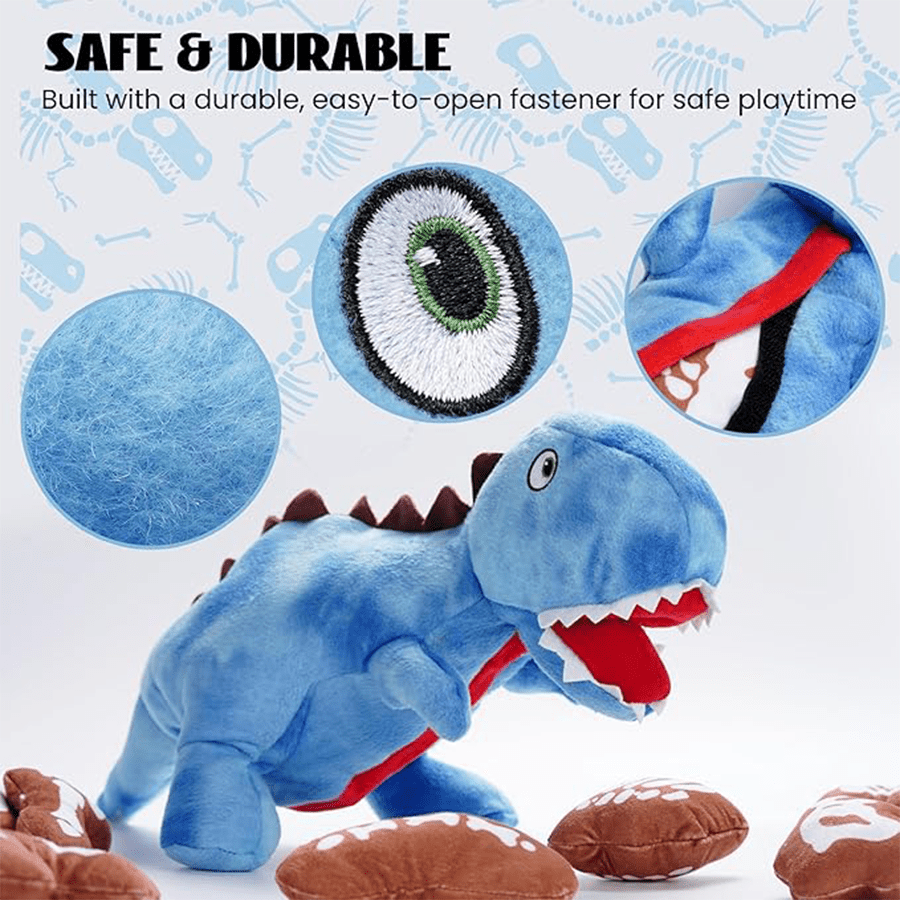 Nocciola 9 in 1 Dinosaur Dog Toys Funny Squeaky Plush Chew Toy for Small to Medium Breeds