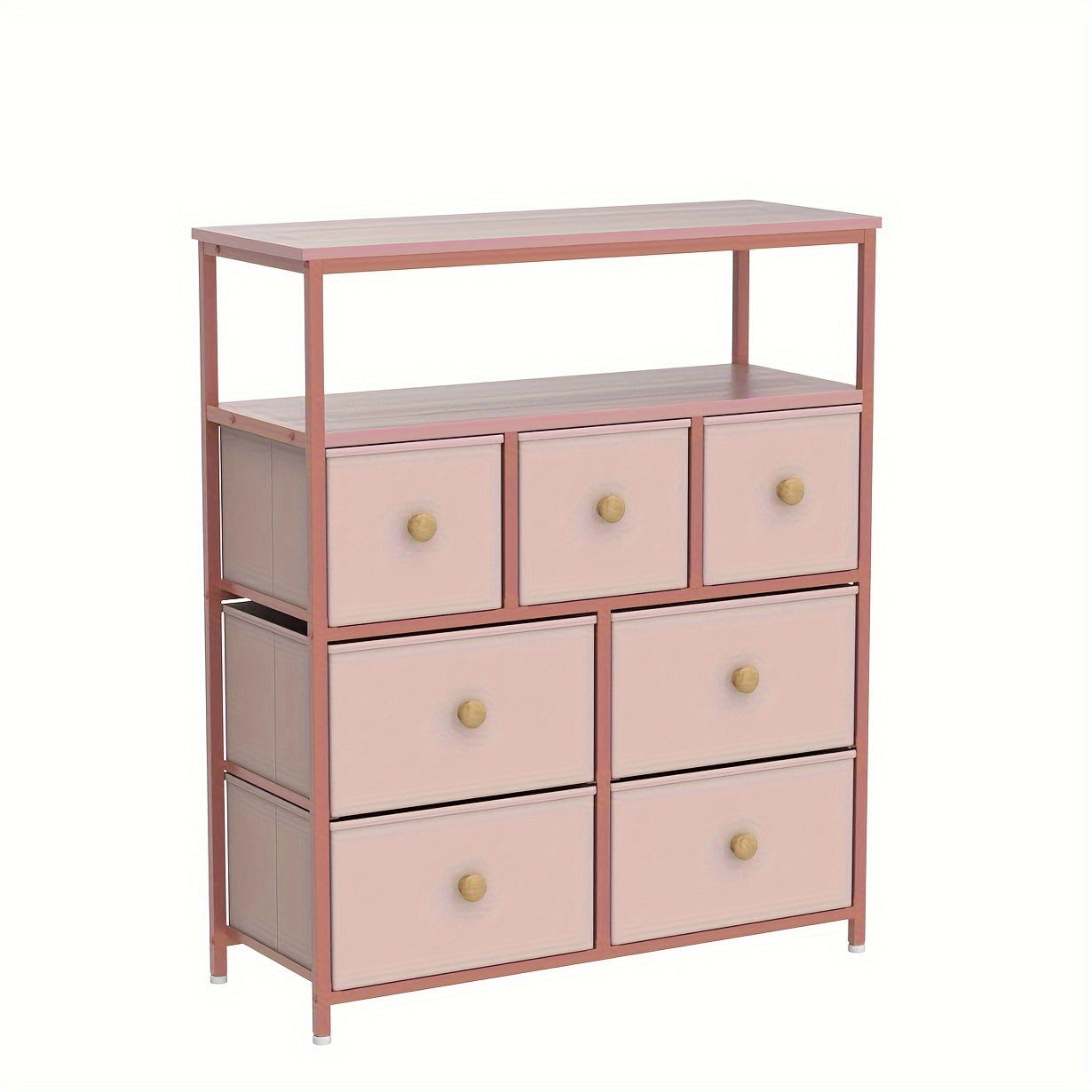 Pink Bedroom Dresser with 7 Drawers Stylish Storage Unit for Living Room and Closet