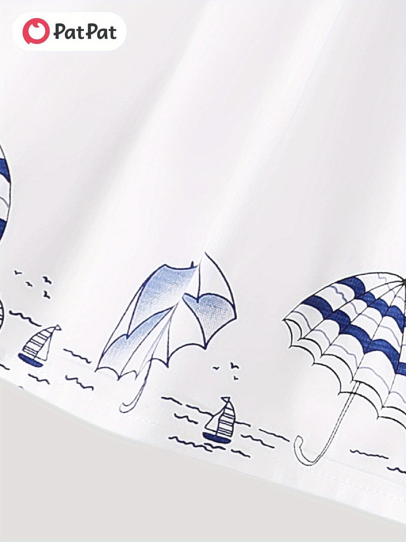 PatPat 2pcs Baby Girl Bow Decor Statement Collar Umbrella Print Sleeveless Top and Elasticized Shorts Set For Spring Summer, for Outdoor