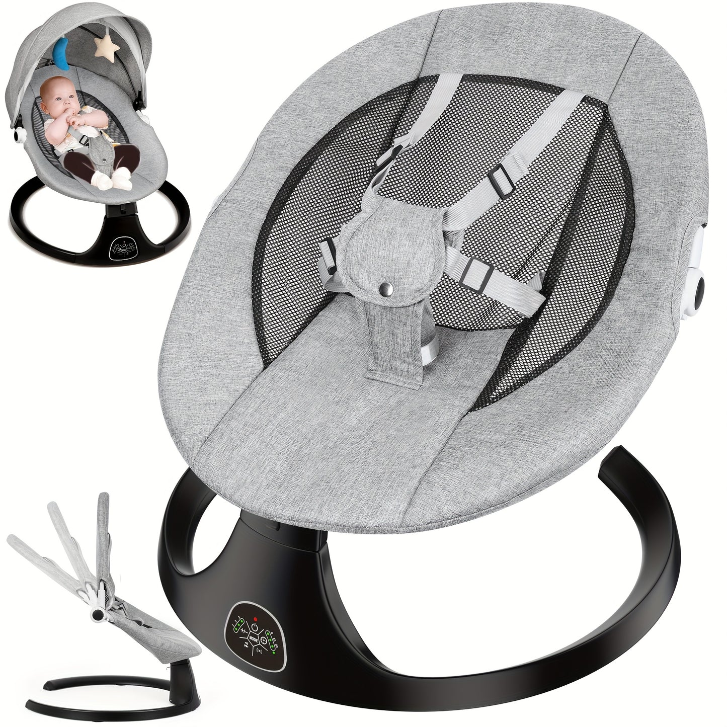 [5 Speeds Baby Rocking Chair] Adjustable 5 Speeds Baby Rocking Chair | with 10 Music, Easy to Clean, Portable Baby Swing, Baby Seat, Suitable for Indoor And Outdoor, Gift for Mother, Mother's Day Gifts - Loving Babies & Pets Shop