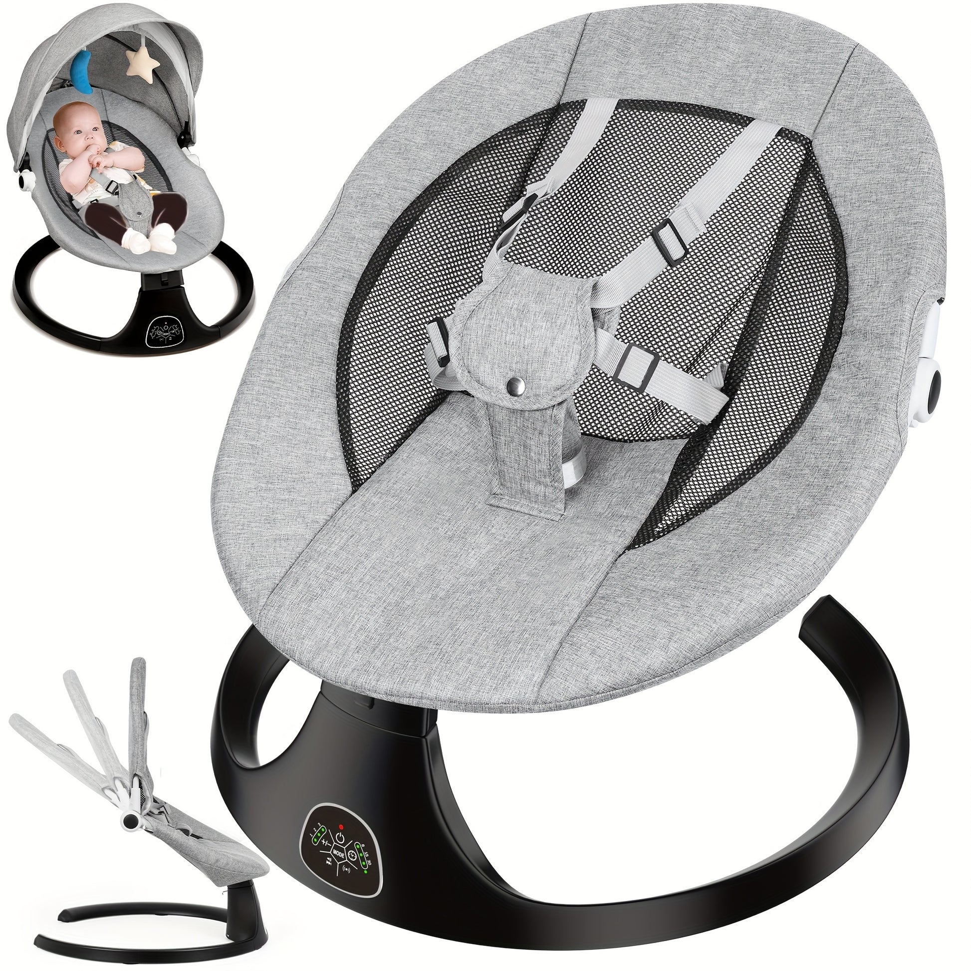 [5 Speeds Baby Rocking Chair] Adjustable 5 Speeds Baby Rocking Chair | with 10 Music, Easy to Clean, Portable Baby Swing, Baby Seat, Suitable for Indoor And Outdoor, Gift for Mother, Mother's Day Gifts - Loving Babies & Pets Shop