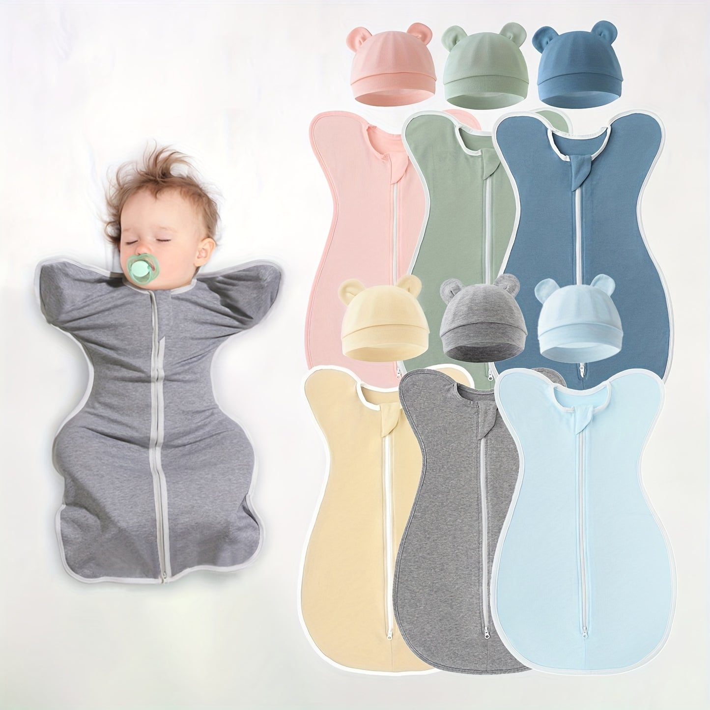 Set Of 2 Super Soft Newborn Sleeping Bags (Suitable for 0-6 Months) - Double Zipper, Breathable And Soft, Kids Wearable Blanket with Matching Hood, Suitable for Newborn Kids Girls, Great Newborn Gift