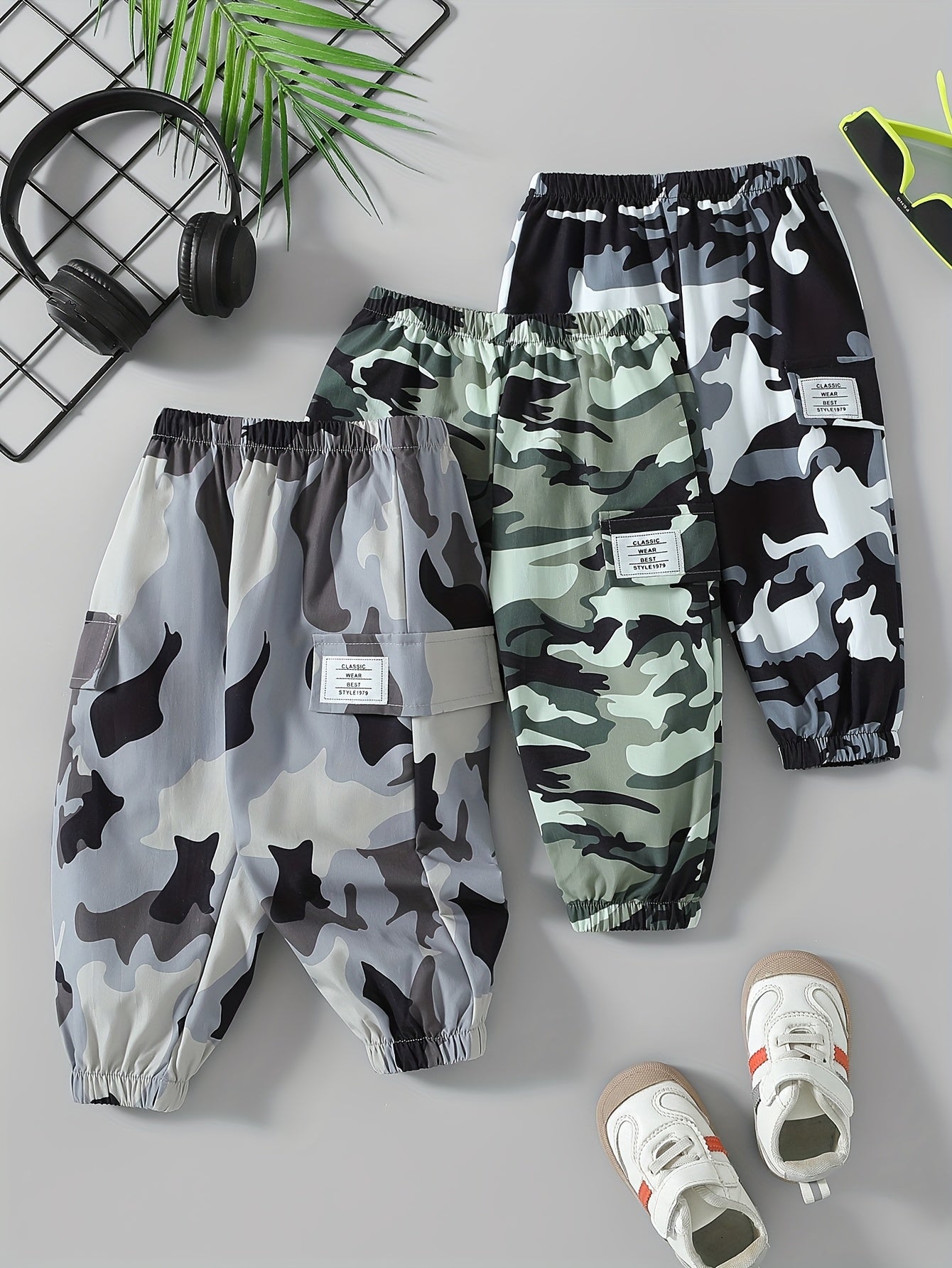 Camouflage Baby Clothing Set for Boys 3-Piece Spring Autumn Casual Wide-Leg Pants
