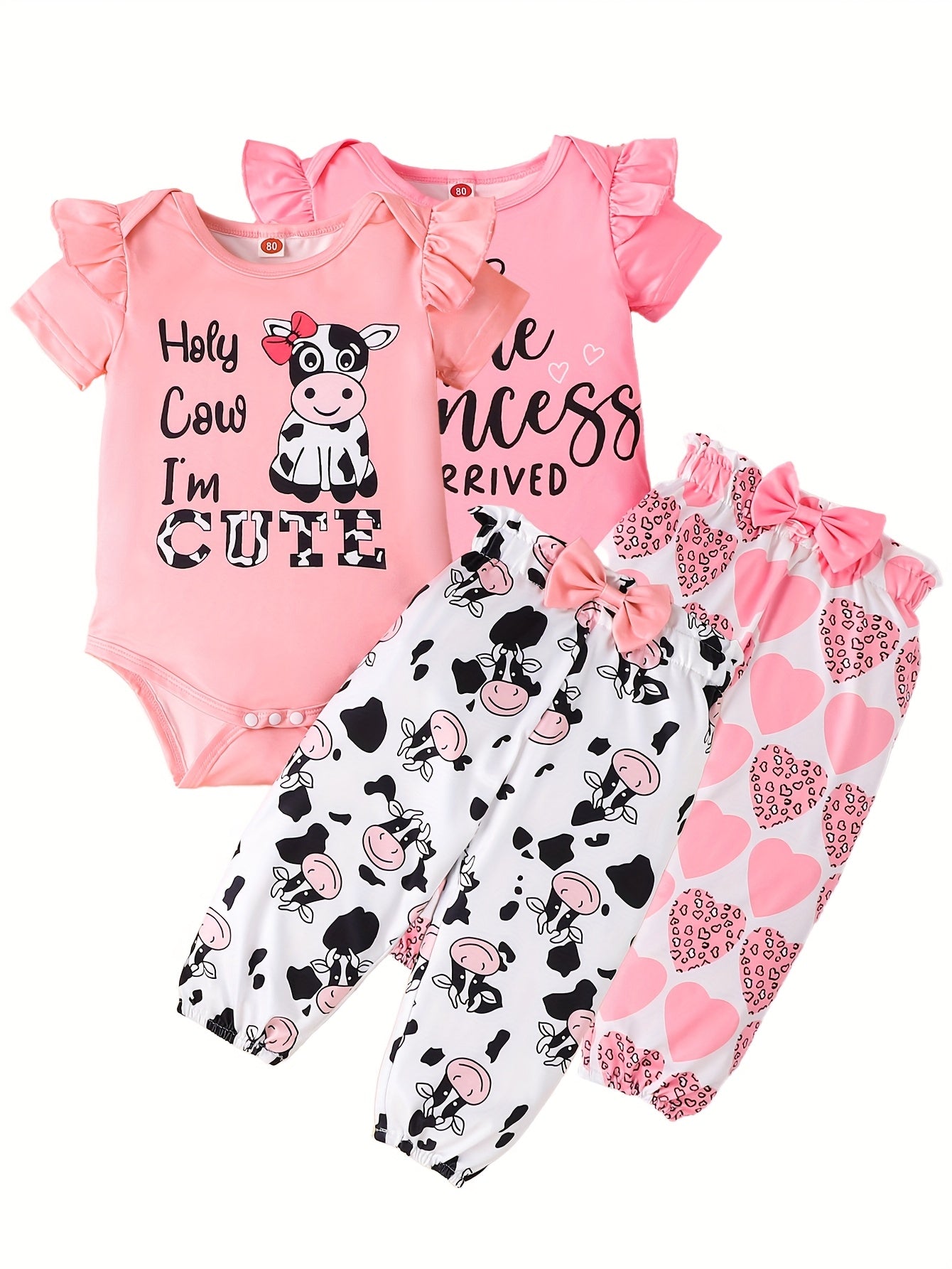 2 Sets Fashionable Printed Suits for Girls Newborn to 3 Years Outdoor Wear