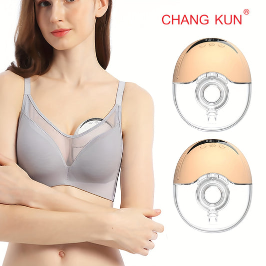 2pcs CHANG KUN Wearable Hand-Free Electric Breast Pump with LED Display and Rechargeable Battery