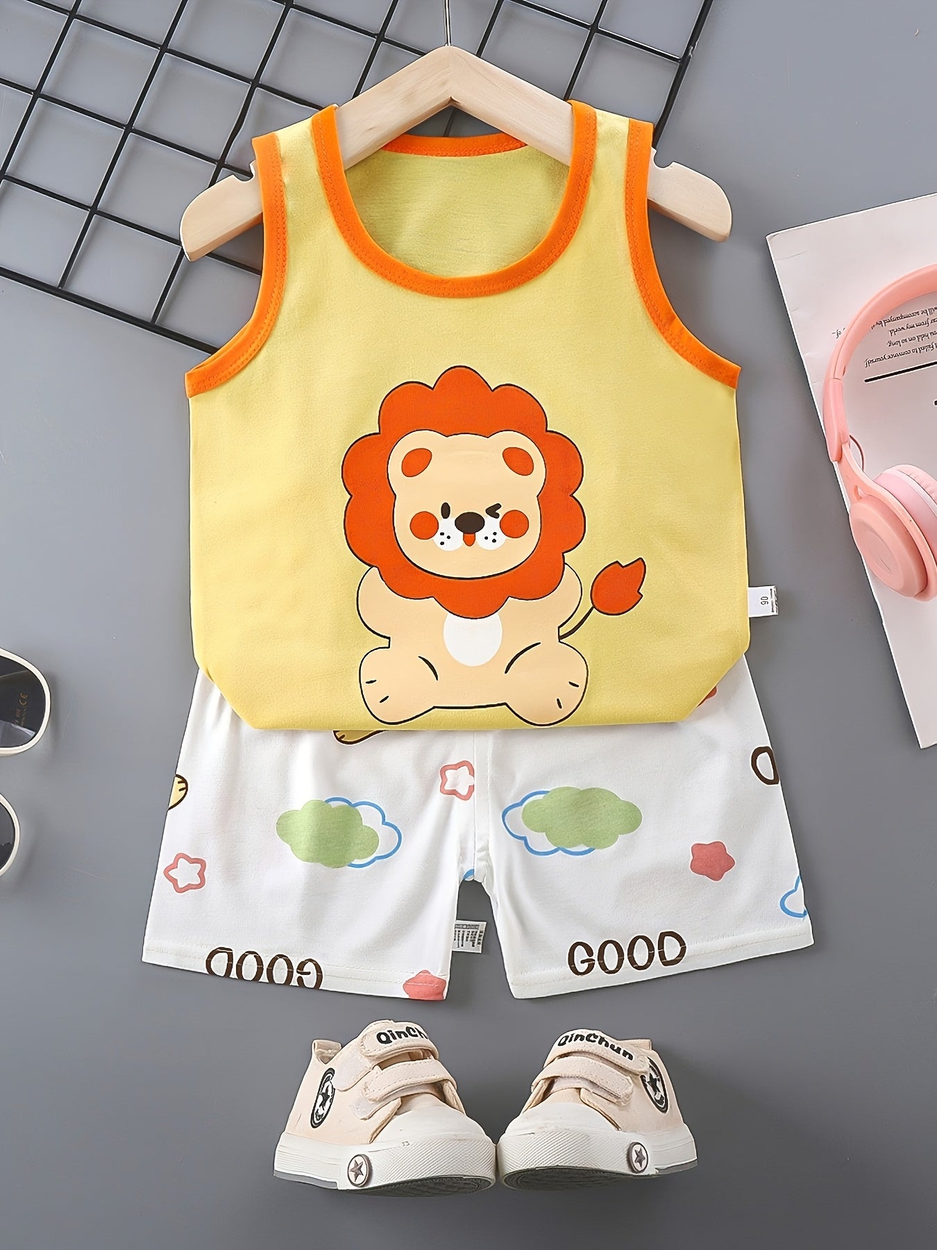 Baby Summer Short Sleeve Suit! Four Sets! An Eight-piece Set! Children Like Animal Prints, Pure Cotton Material, Comfortable And Breathable. It Is Also The Best Gift Parents Can Give Their Children. A New Suit! Summer Childre