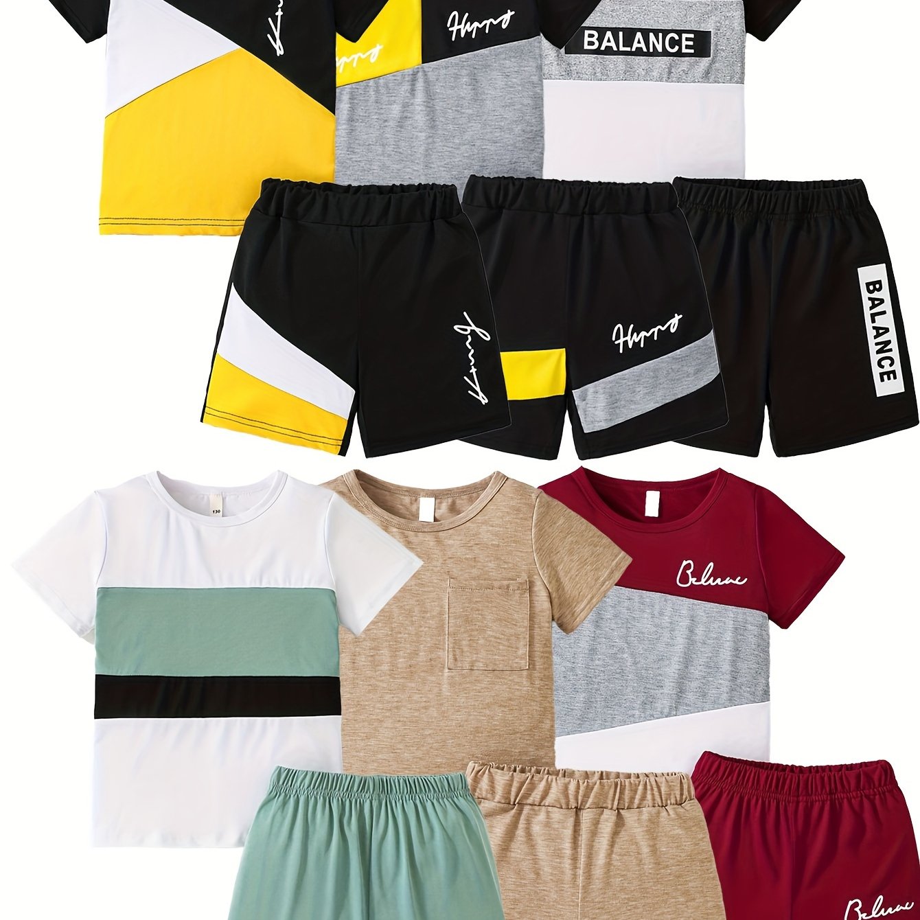 [Summer Boys Shorts] 12pcs Summer Boys Fashion Shorts Suit | Targeted Development Of New Printed Casual Suit