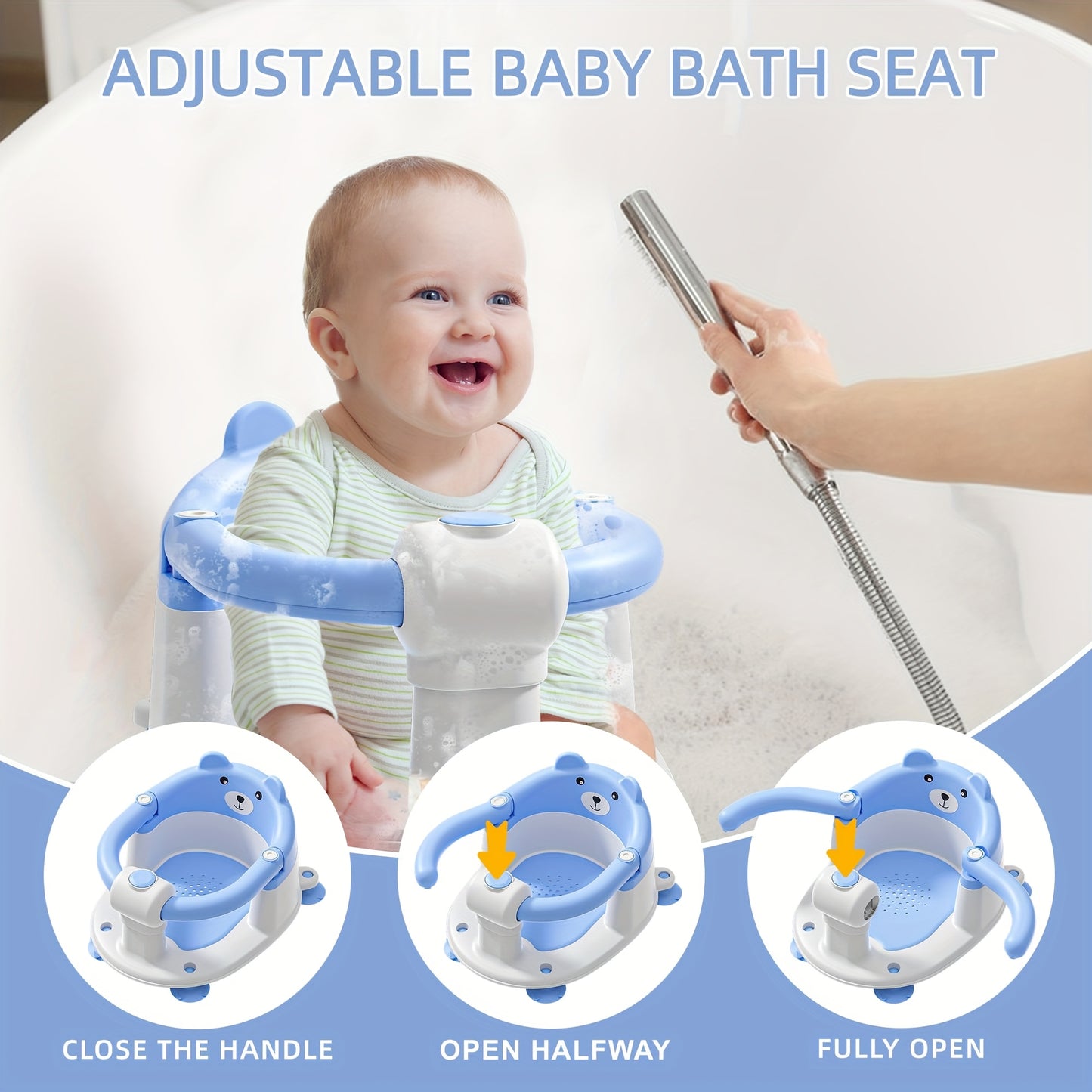 Baby Bath Seat for 6 Months and Up Non Slip Toddler Bathtub Chair with Suction Cups