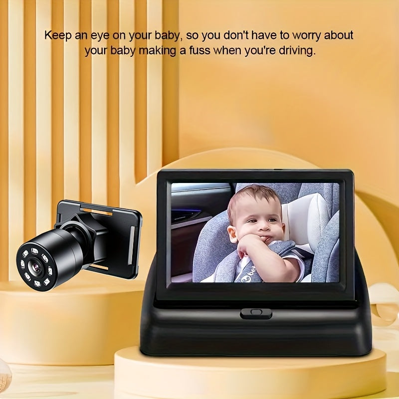 4.3 Inch HD Baby Car Monitor with Night Vision Wide Angle Rear Facing Camera for Child Safety