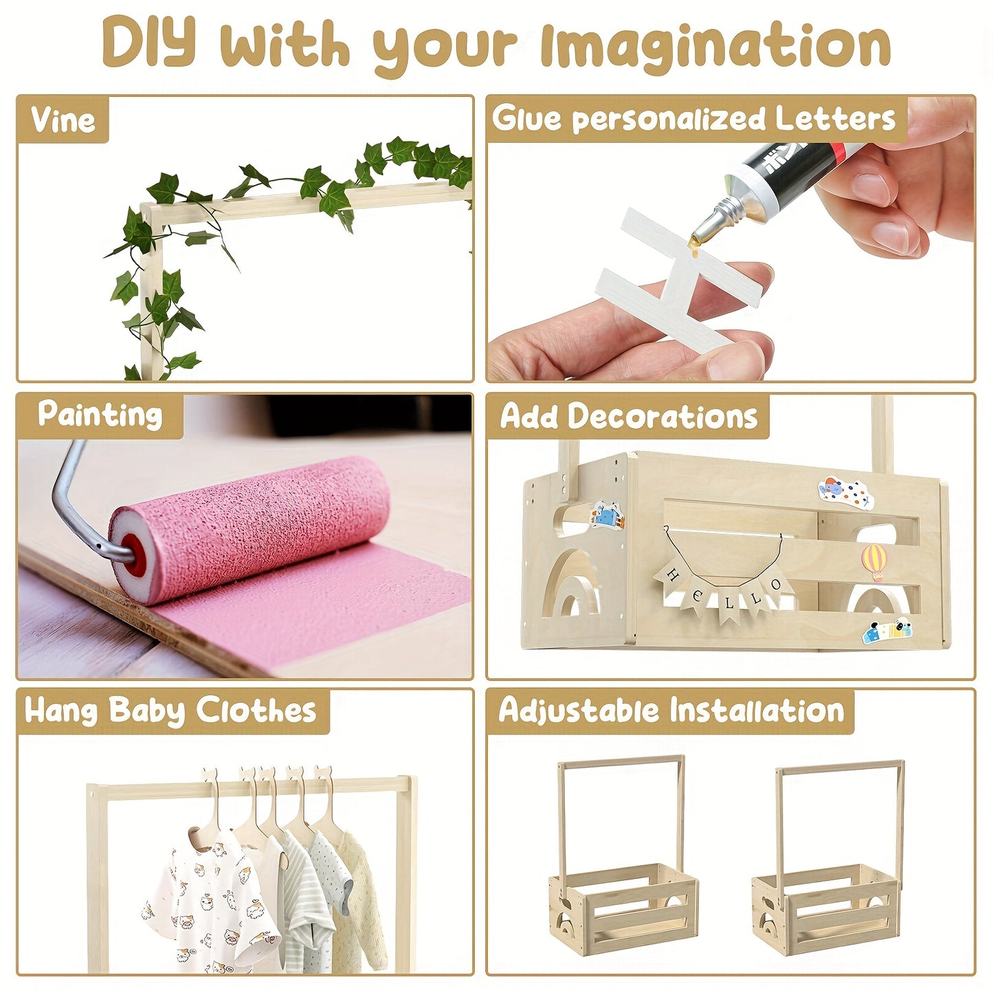 Shower Closet & Storage Basket DIY Alphabet Letters, Dual Rod System, Easy Assembly, Perfect for Baby Showers & Nursery Organization Mother's Day