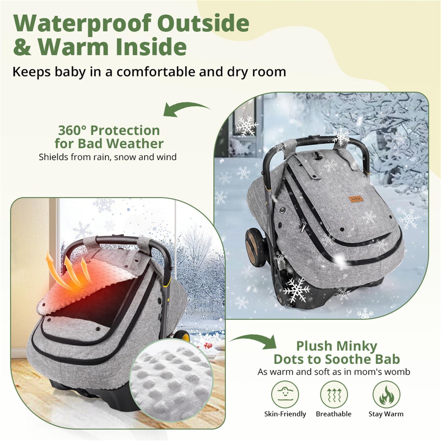 High Quality Baby Car Seat Cover with Breathable Vents and Easy Clean Design