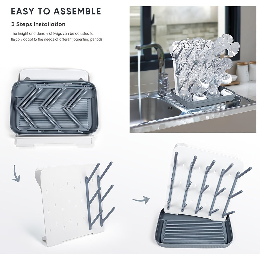 Baby Bottle Drying Rack - Large Vertical Space Saving Drying Rack Holder For Baby Bottles, Pump Parts & Accessories - Sturdy & Easy To Clean, Utility Racks