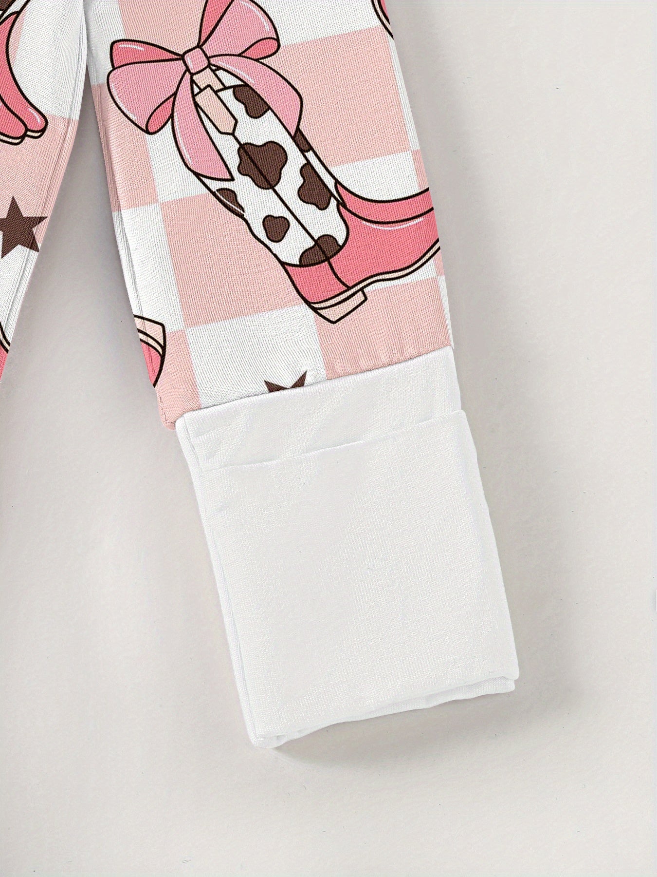 Soft Bamboo Fiber Baby Bodysuit with Pink Boots Western Style Print, Double-Sided Zipper, and Matching Pants - Casual, All-Season, Machine Washable - Adorable Green & White Design for Infants, Bamboo Baby Clothing, Perfect fo