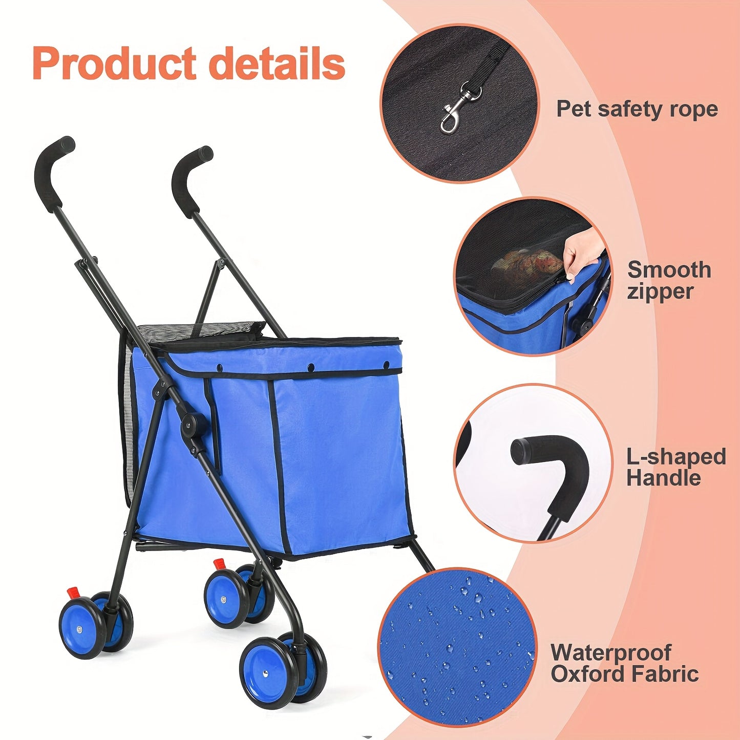 Multi-functional Folding Portable Portable Cart, Small Pet Cart, Cat, Dog & Animal Cart, Family Shopping Cart, Outdoor Camping Cart