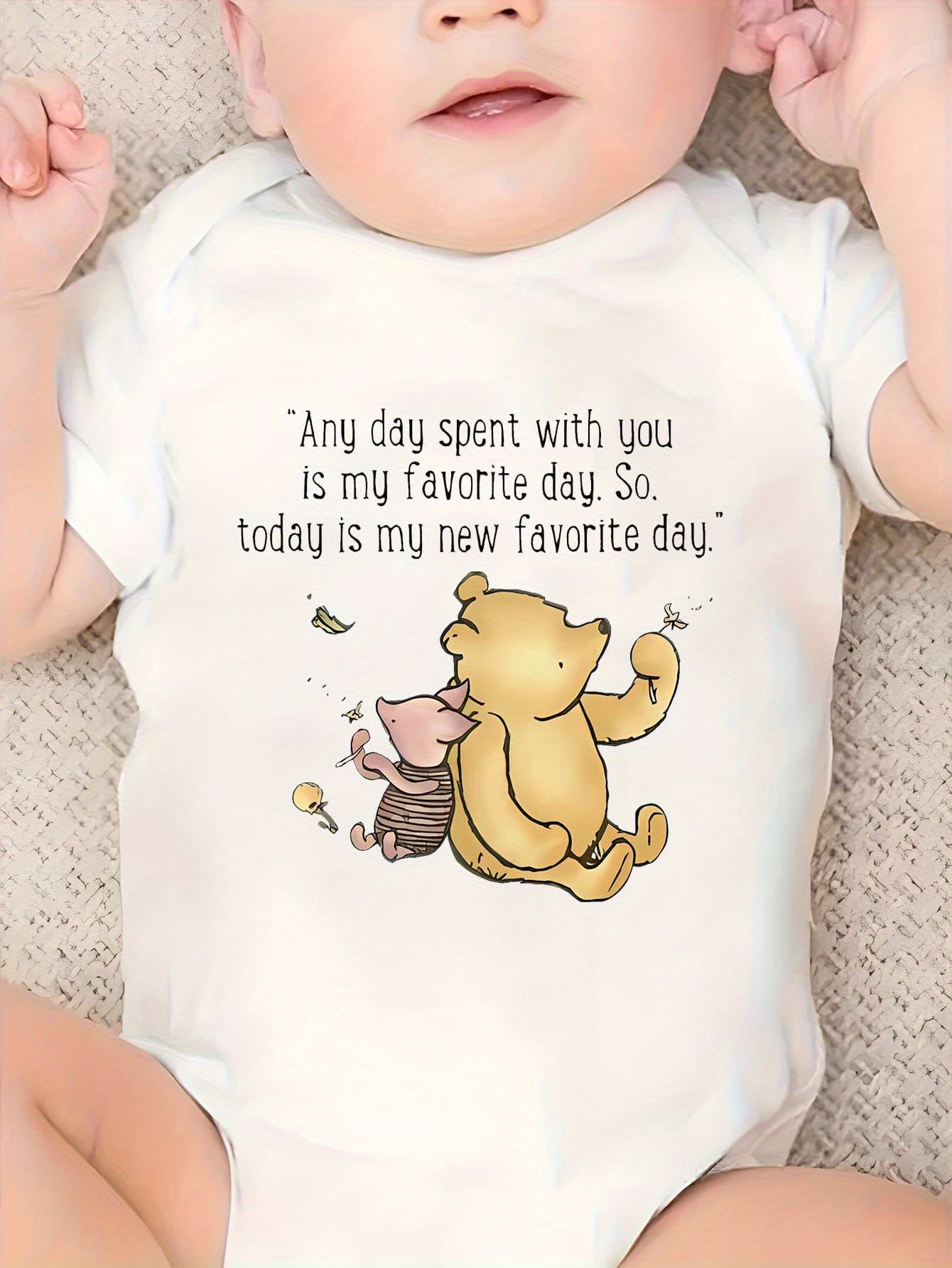Pooh and Piglet Quote Cotton Baby Bodysuit Soft Breathable Unisex Outfit for Summer