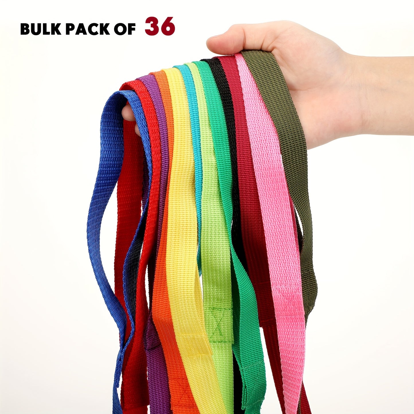 5 Ft Multicolored Nylon Rope Dog Leash - 36 Pcs Bulk Dog Training Slip Puppy Leash - For Small Medium Dogs Agility, Yard, Camping, Backyard Play (12 Colors)