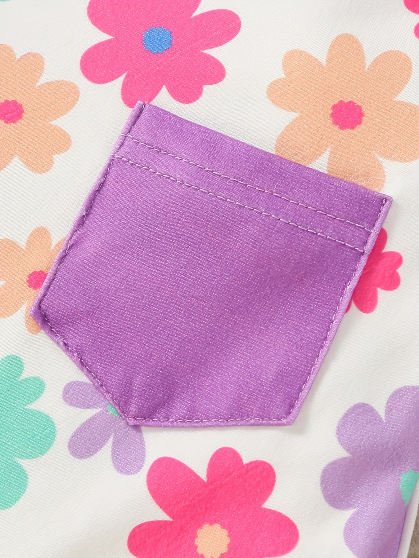 Newborn Baby Girl Floral Print Footed Romper Set With Bow