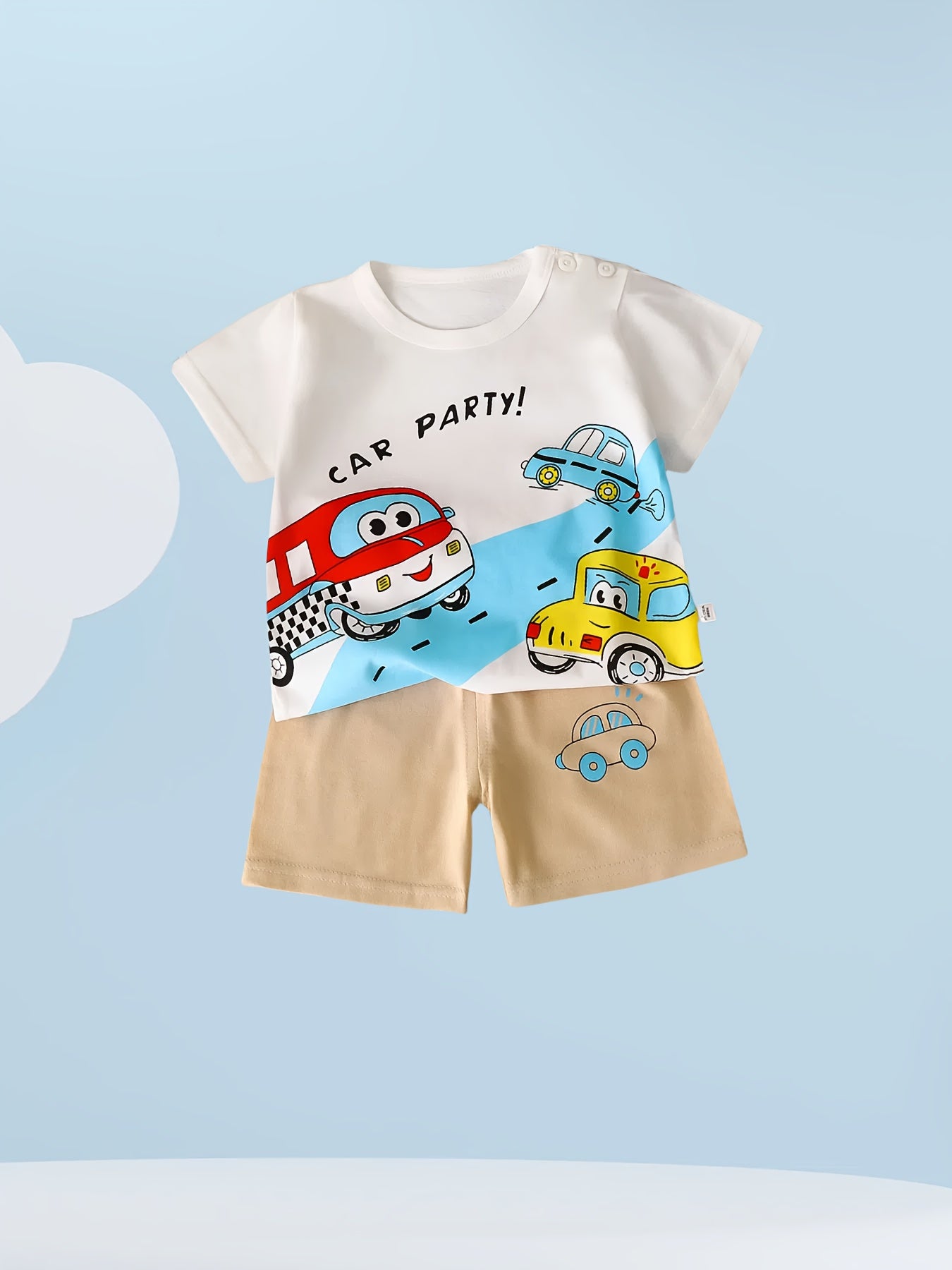 4 sets of 8pcs boys' short-sleeved shorts suits, cute crocodile car cartoon print, pure cotton comfortable fabric, loose and breathable, handsome and cute, it's a good summer gift for Youngsters, Perfect for Outdoor
