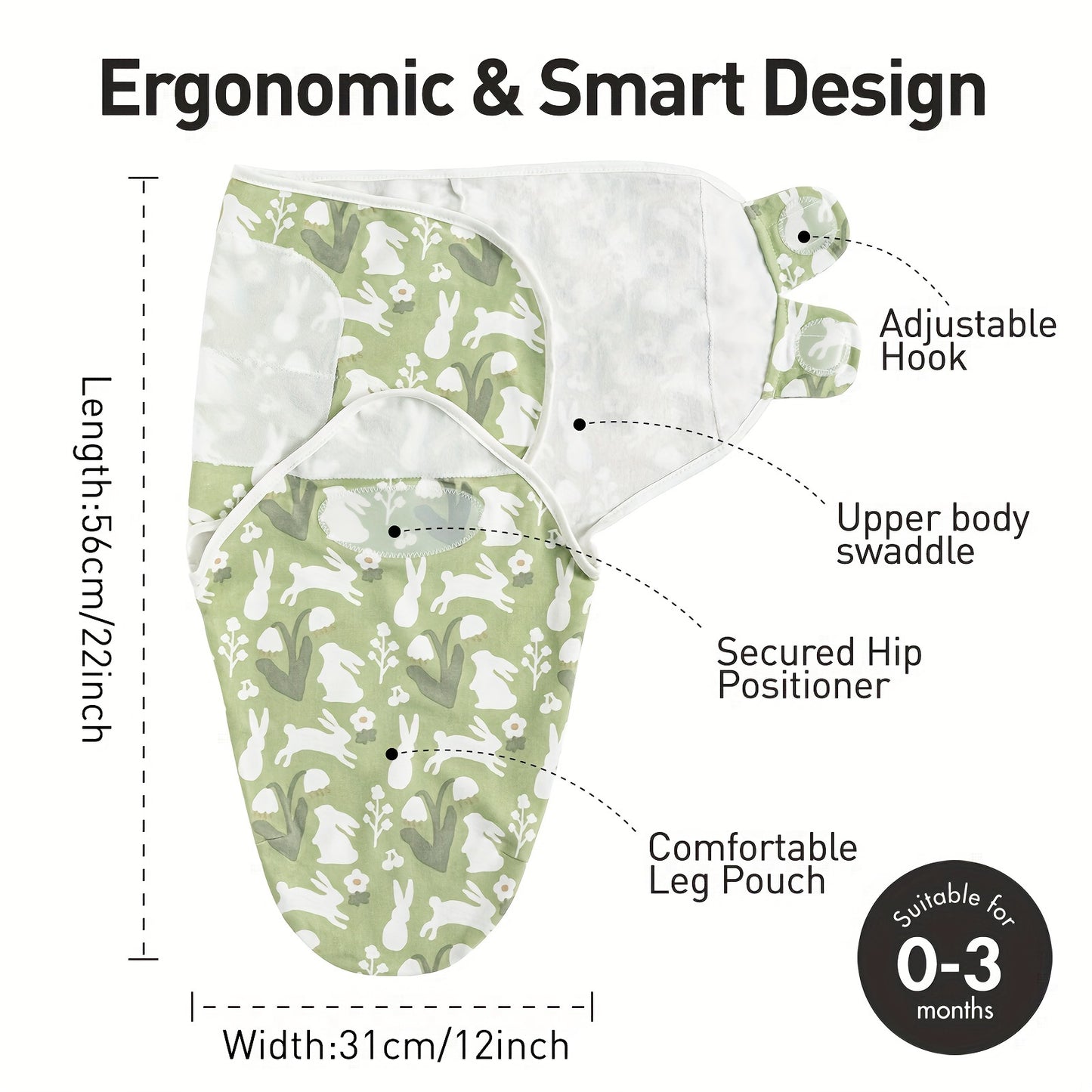 GLLQUEN Baby 3-Pack 100 Percent Cotton Sleep Sacks in Emerald Green for Ages 3 Months Plus