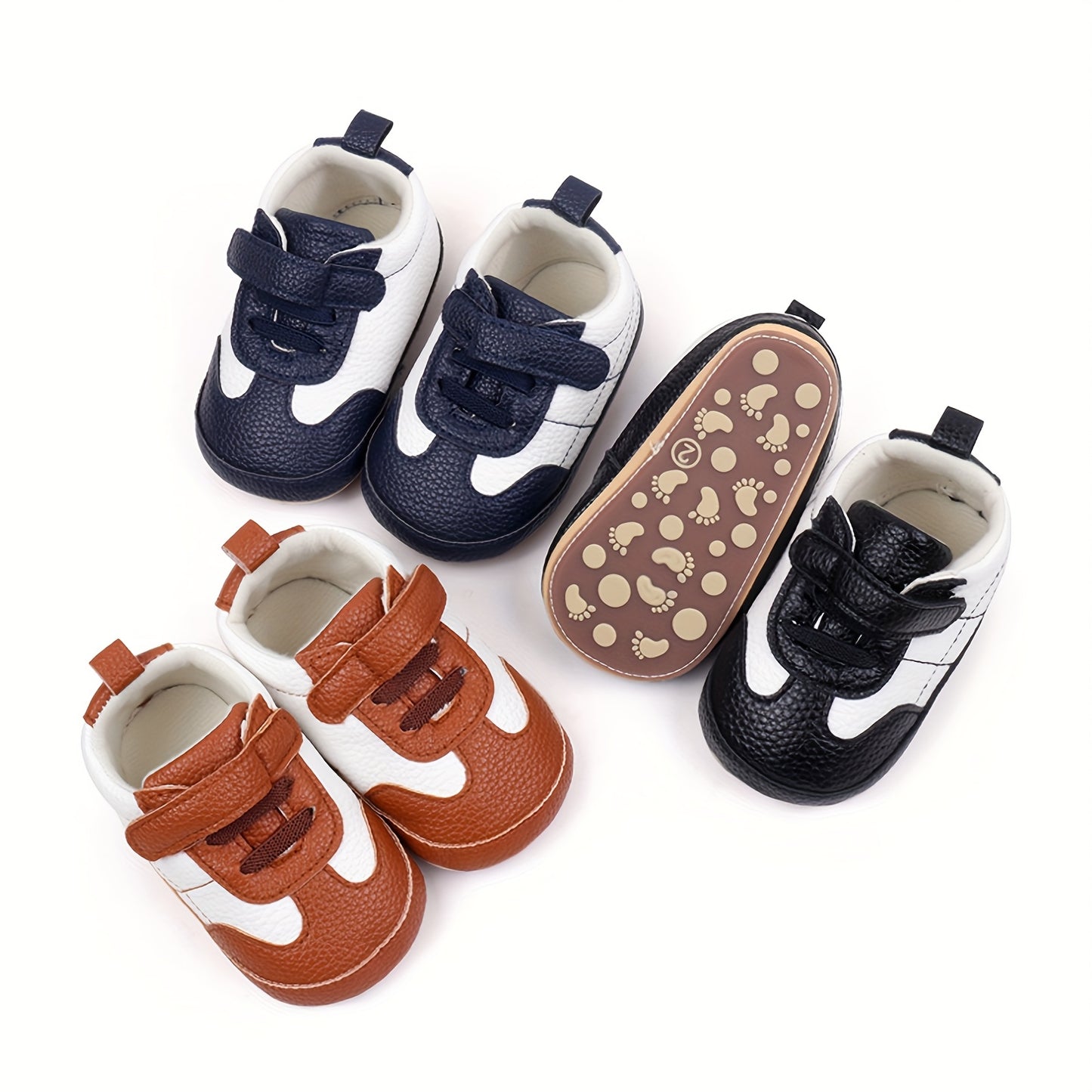 Baby Boys Girls First Walker Sneakers - Anti-Slip Sole, Slip-On Infant Shoes with Cushioned Insole - Lightweight Pre-Walking Shoes for Toddlers, All-Season Practice Walking Shoes (White/Black/, Navy/, Brown/) - Parent-Favorit
