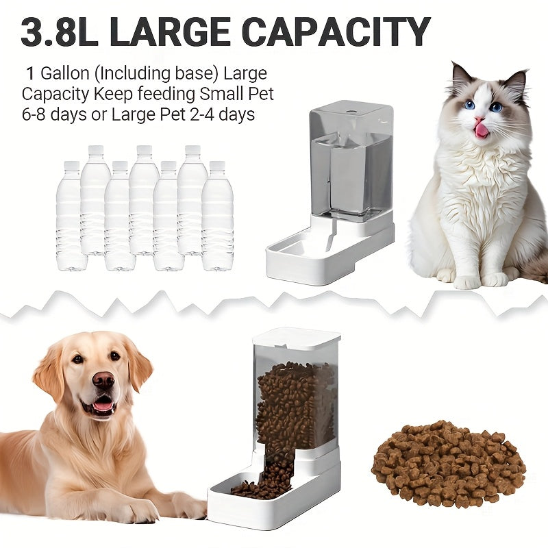 2pcs Automatic Dog Food and Water Dispenser Non Electric Transparent Durable Design