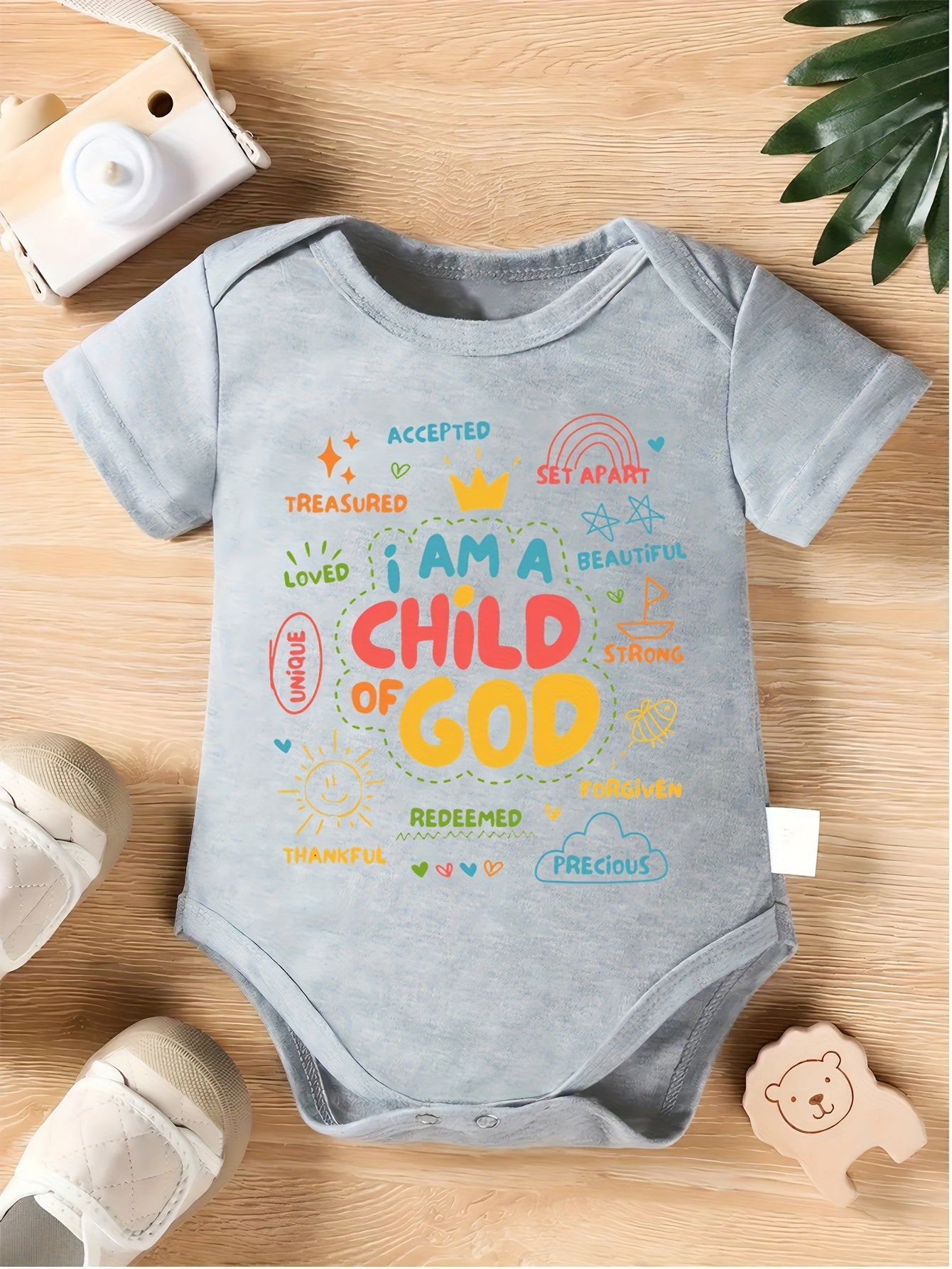 Adorable I Am A Youngster Of God Print Cotton Bodysuit for Family Matching Events
