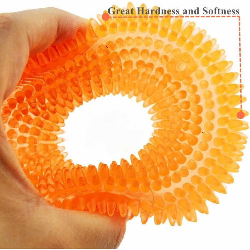 Pack of 4 Non-toxic Rubber Dog Cat Squeaky Chew Toys for All Breeds and Fetch Fun