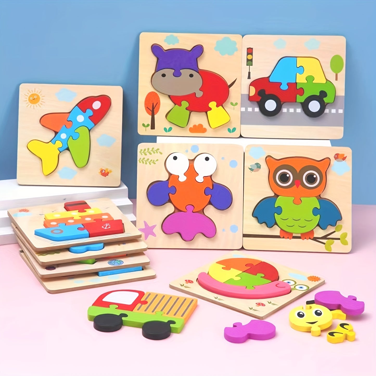 12pcs Jigsaw Puzzles for Toddlers Educational Toys for Boys and Girls Learning Fun