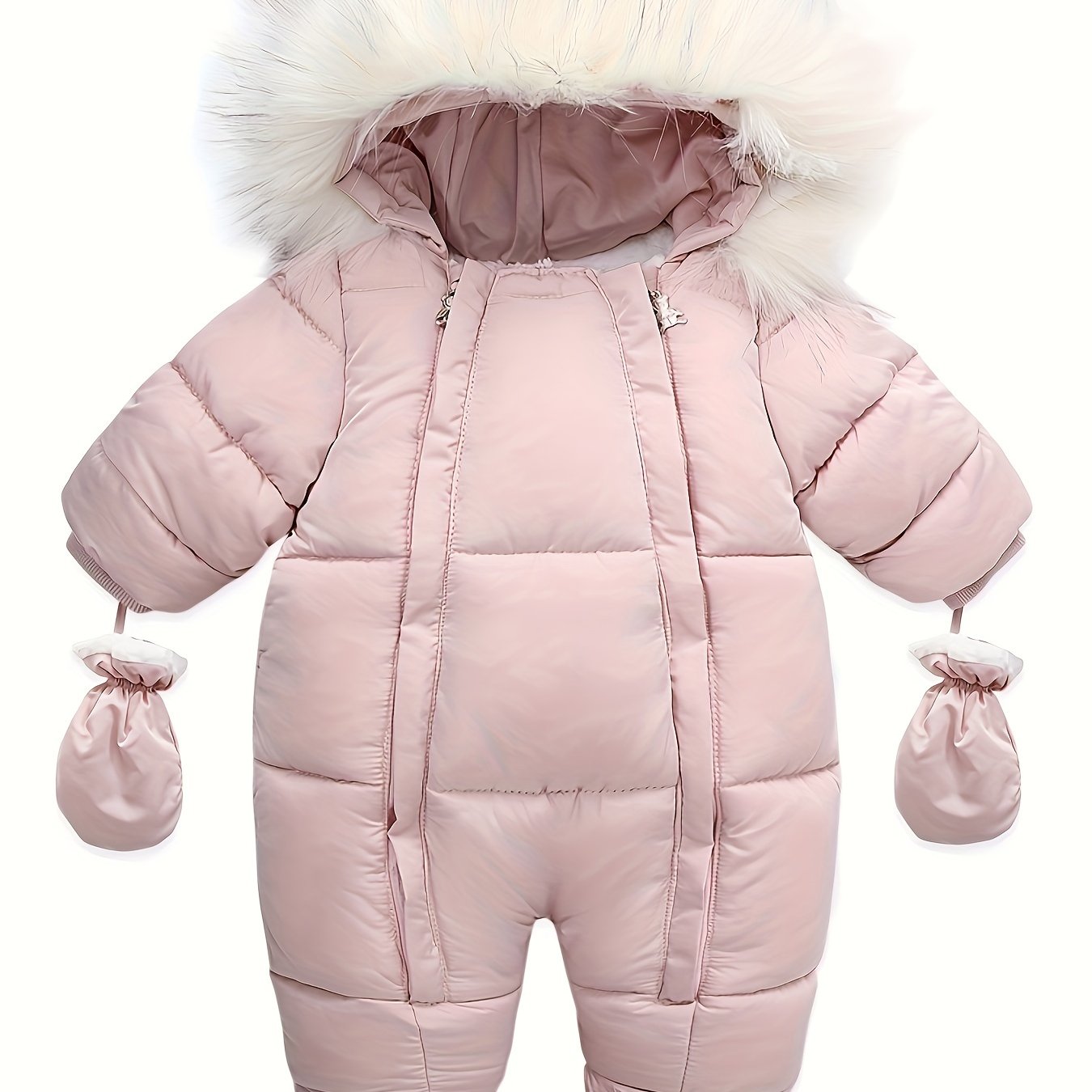 Winter Snowsuit Romper With Hooded Footie For Babies
