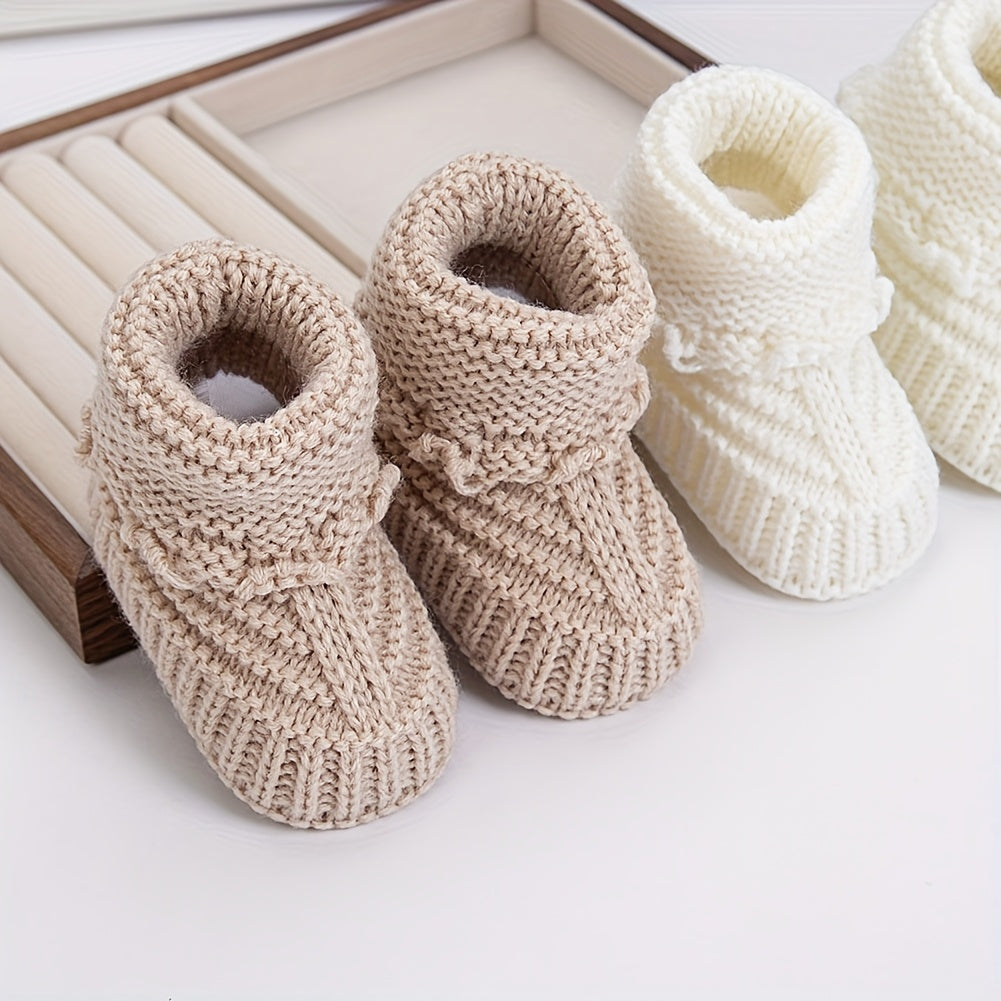 2Pairs/Pack 0.0-39.37ft Baby Knit Socks Solid Crochet Walking Socks Ins Cream White Color Short Ankle Socks for Infant Boys Clothing Birthday Gift