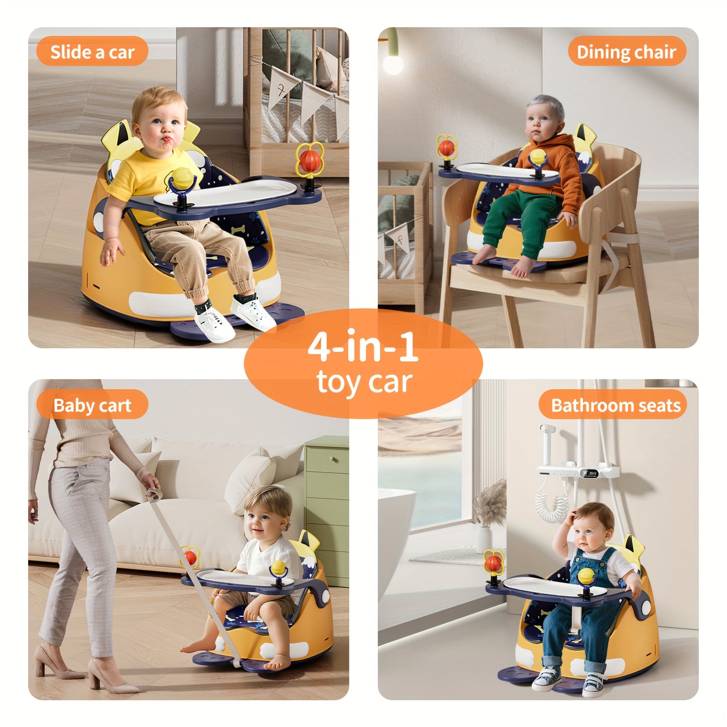 3 in 1 Portable Baby Inflatable Seat Toddler Chair with Activity and Feeding Functions