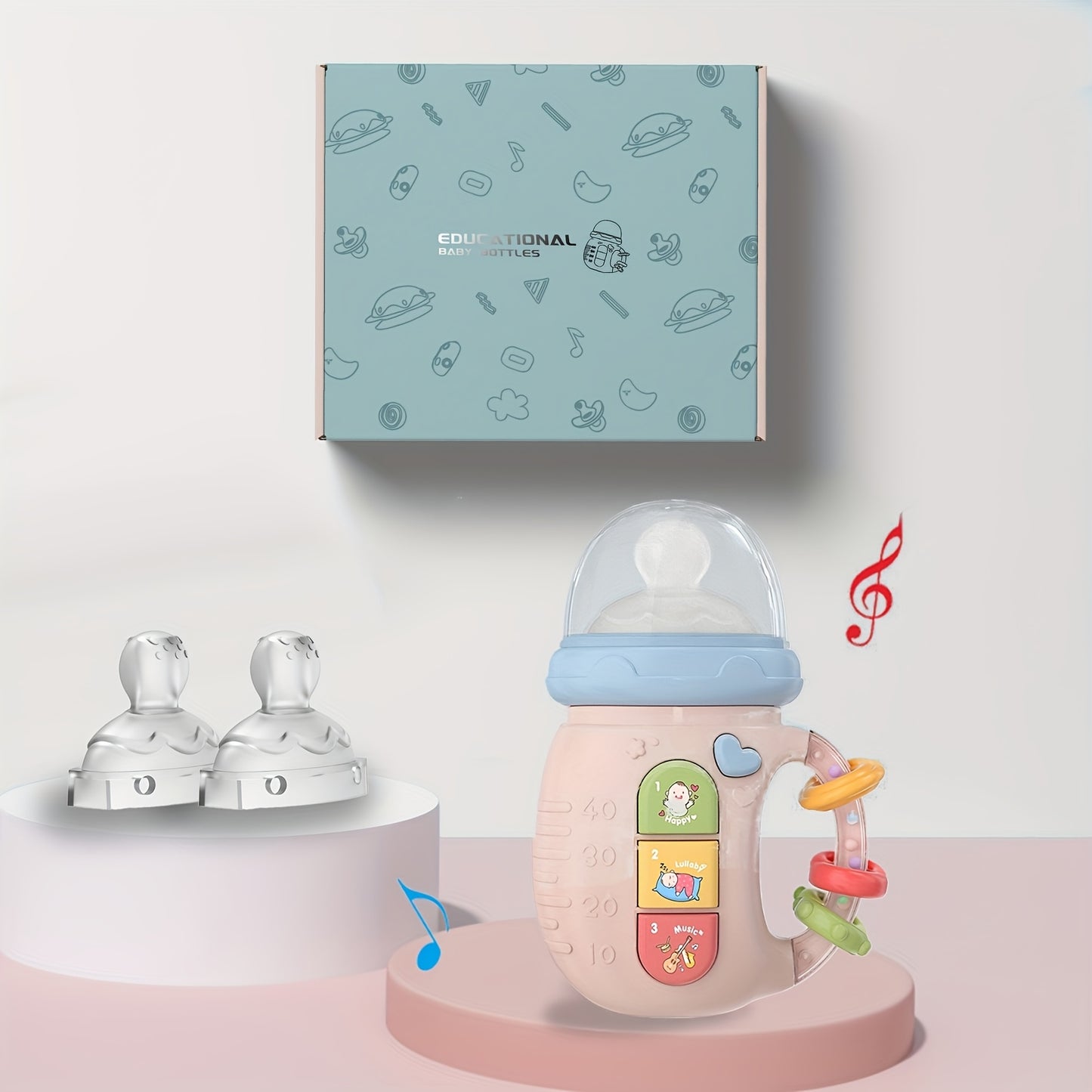 3pcs Music Soothing Bottle Set with Rhythmic Light and Sounds for Youngsters Comfort