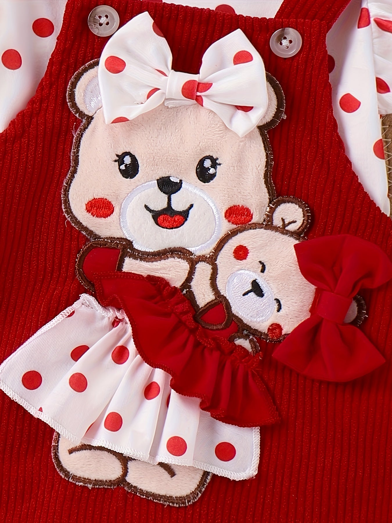 Baby Girl Summer Lace Outfit with Teddy Bear Strap Skirt and Headband 0-18 Months