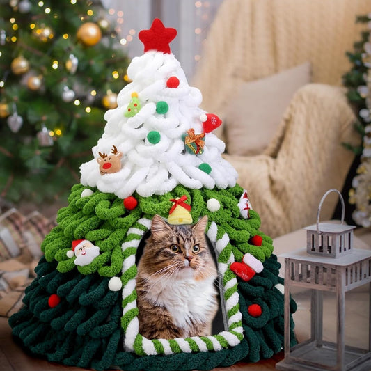 DIY Christmas Tree Cat and Dog Bed Nest for Indoor Pets 20 x 24 Inches Fun Holiday Decor