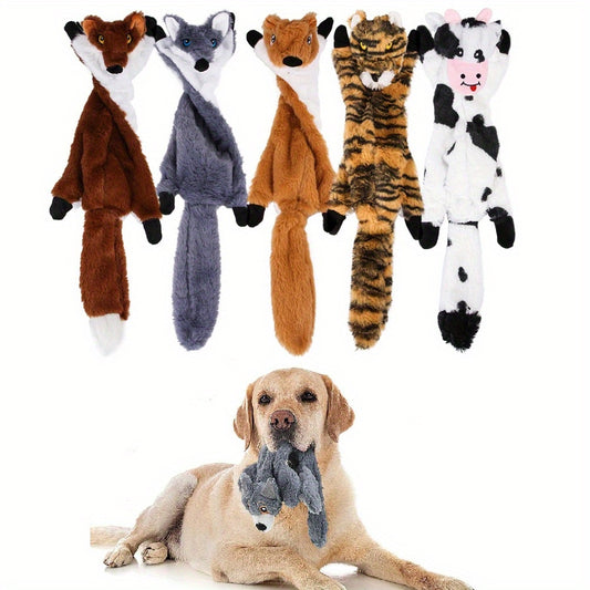 5 Pack Stuffing Free Squeaky Dog Toys for Aggressive Chewers Plush Crinkle Sounds