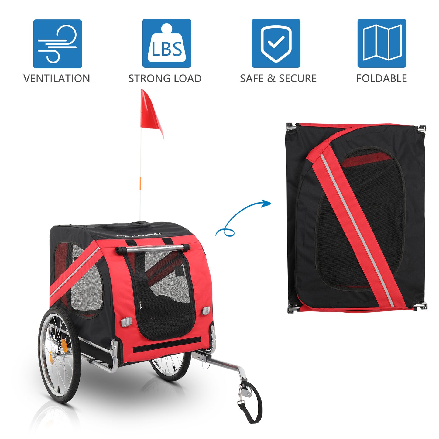 Folding Dog Bike Trailer For Bicycle With Universal Hitch